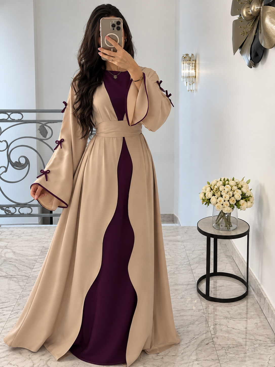 ZOE DOUBLE SHRUG BOW ABAYA | WINExNUDE