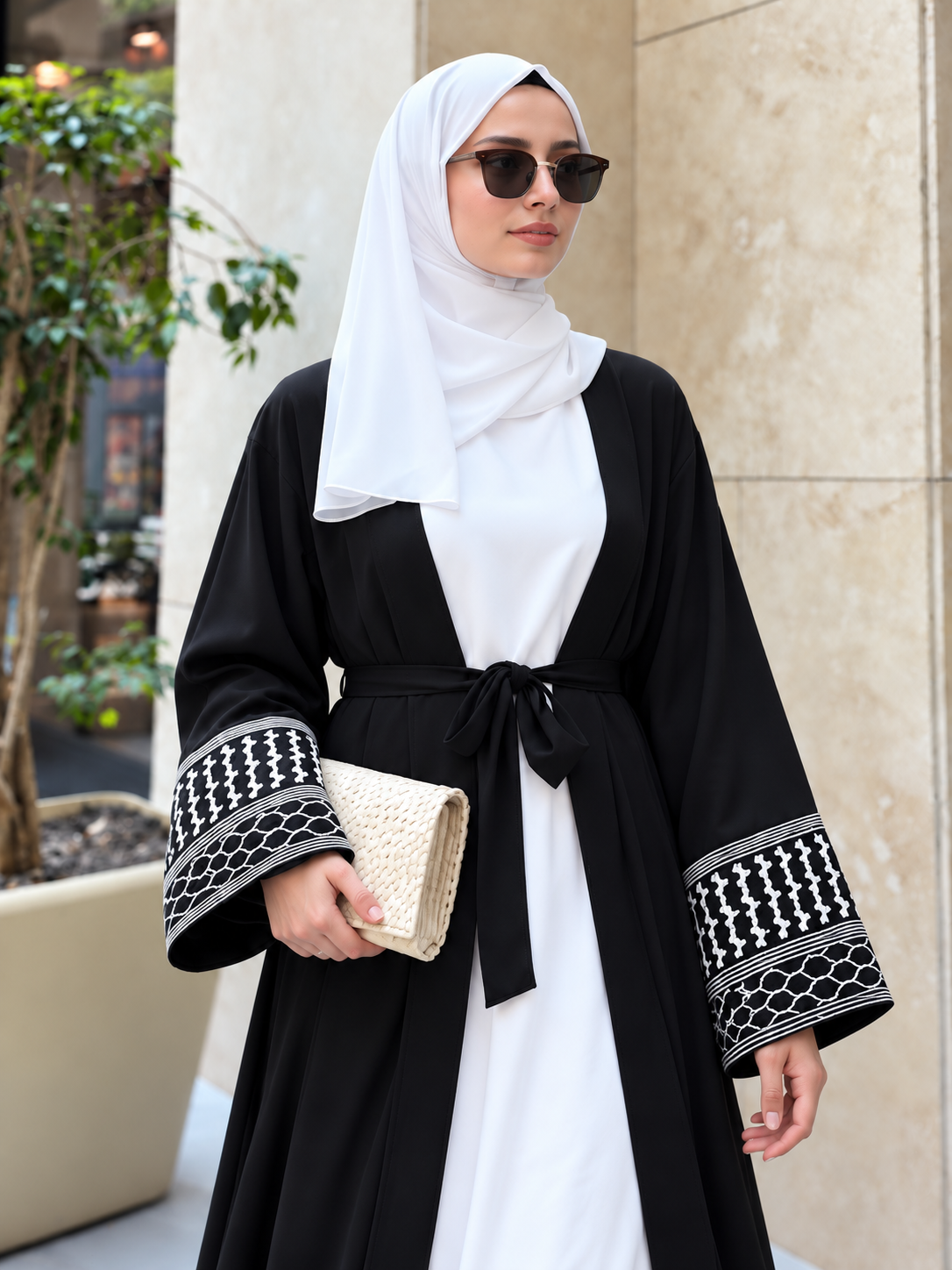 SHAHEEN DOUBLE SHRUG ABAYA | BLACK