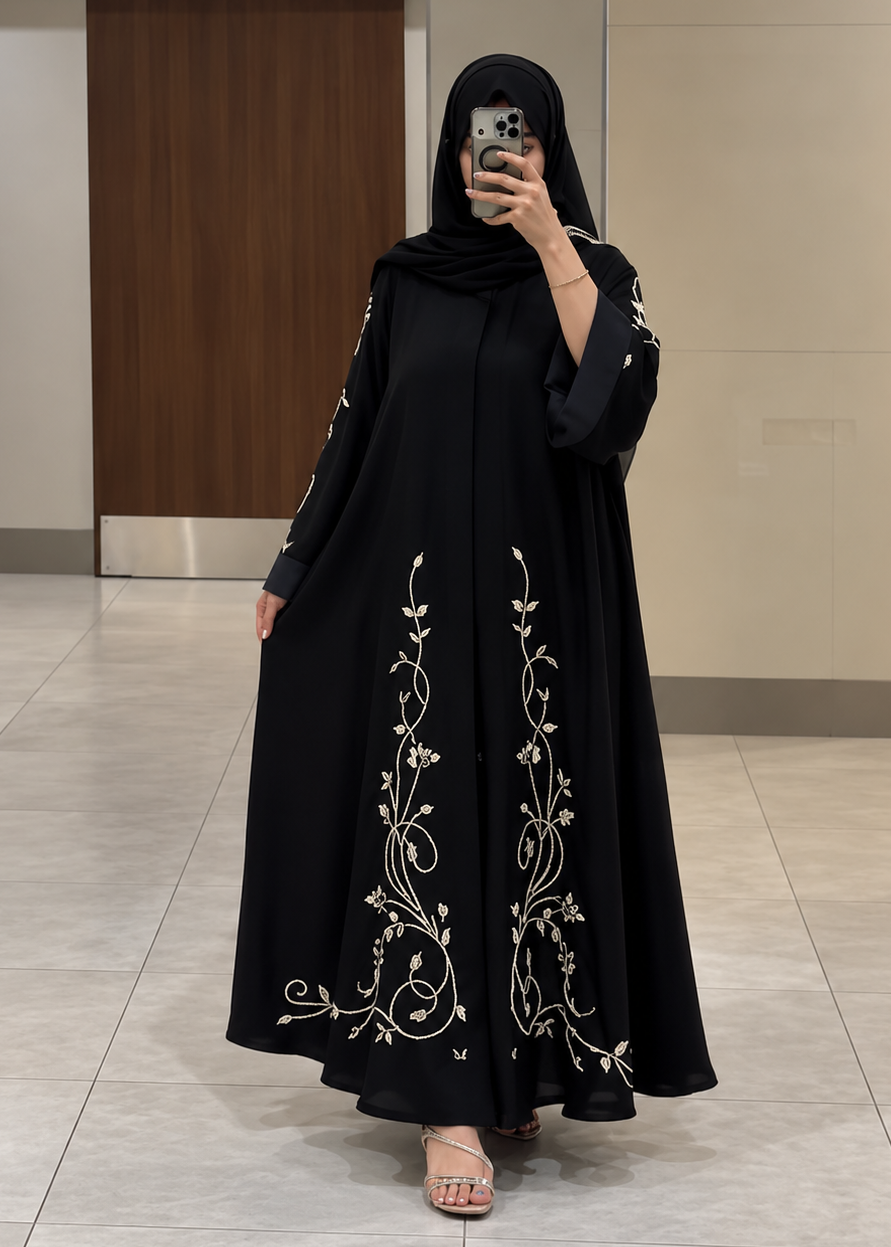 HURMAT HANDWORK ABAYA | BLACK