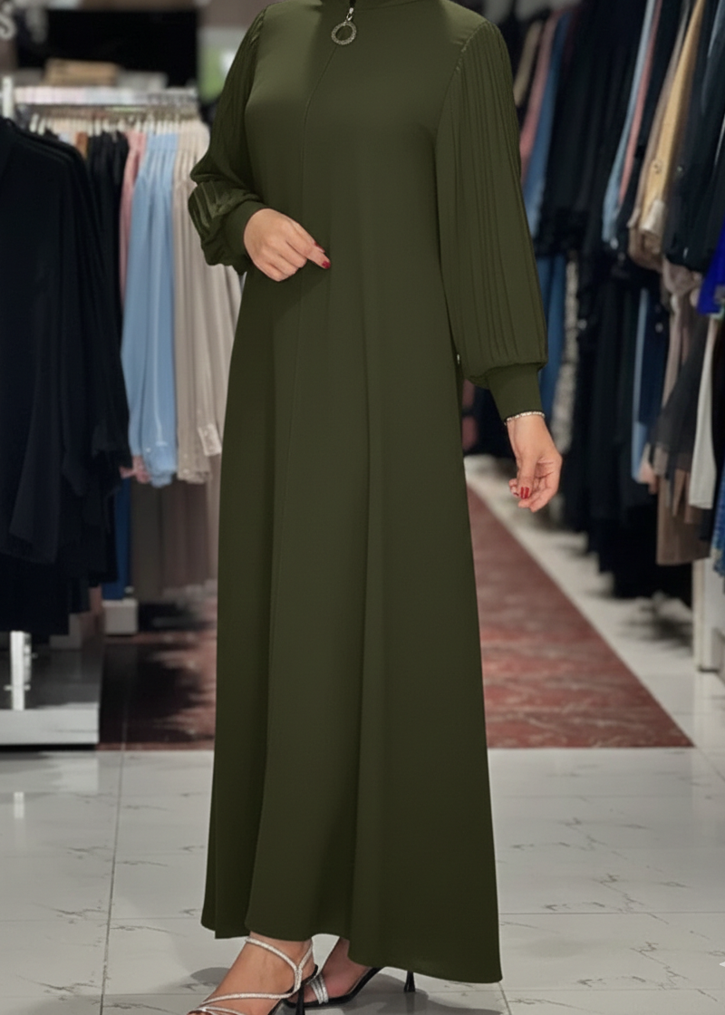 IRAM ZIPPER ABAYA | SEA OLIVE