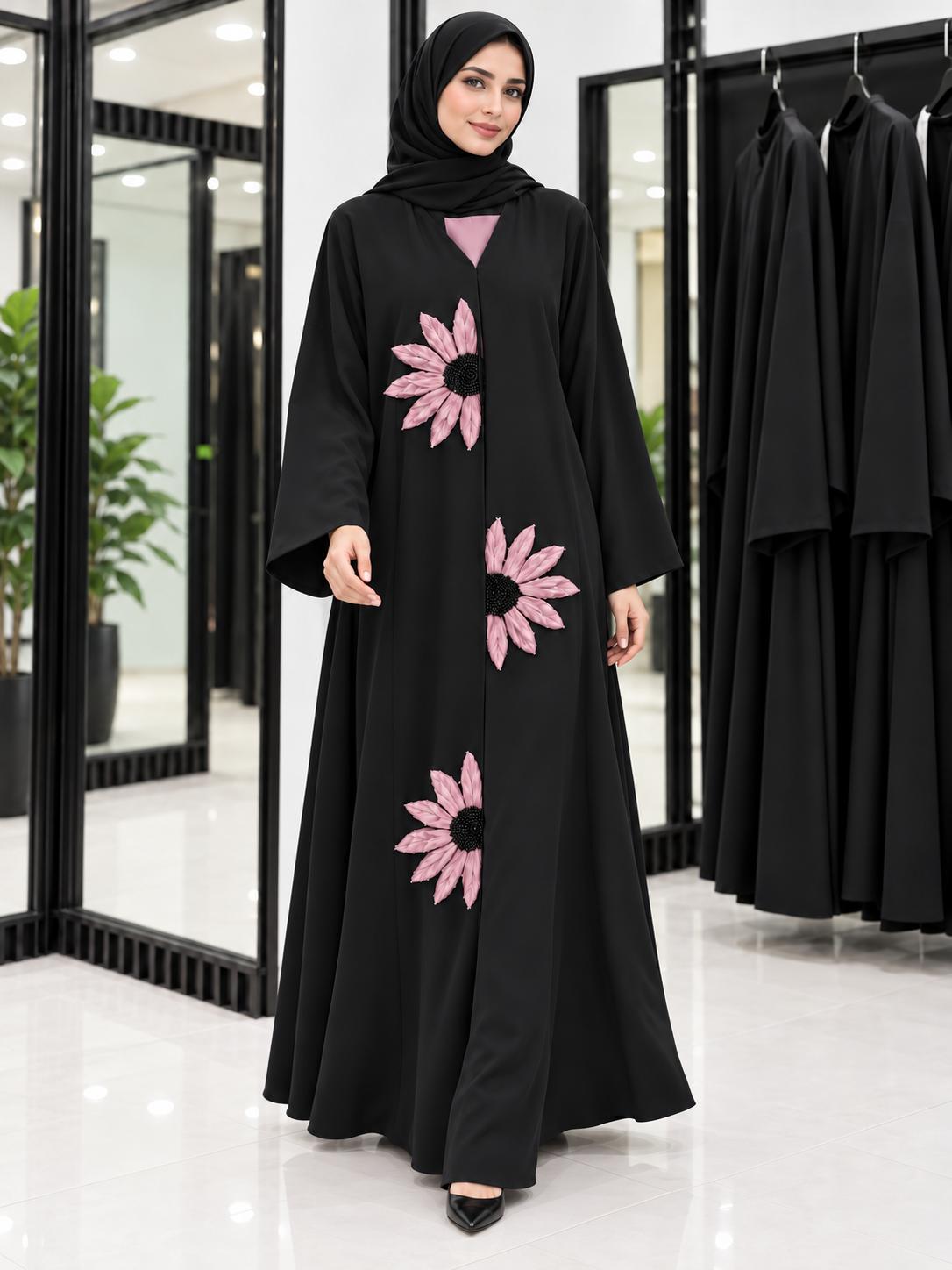 RAIBAH HANDWORK ABAYA | PINK