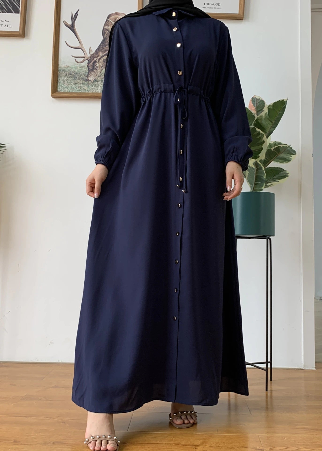 HURIYA FRONT OPEN ABAYA | KING BLUE