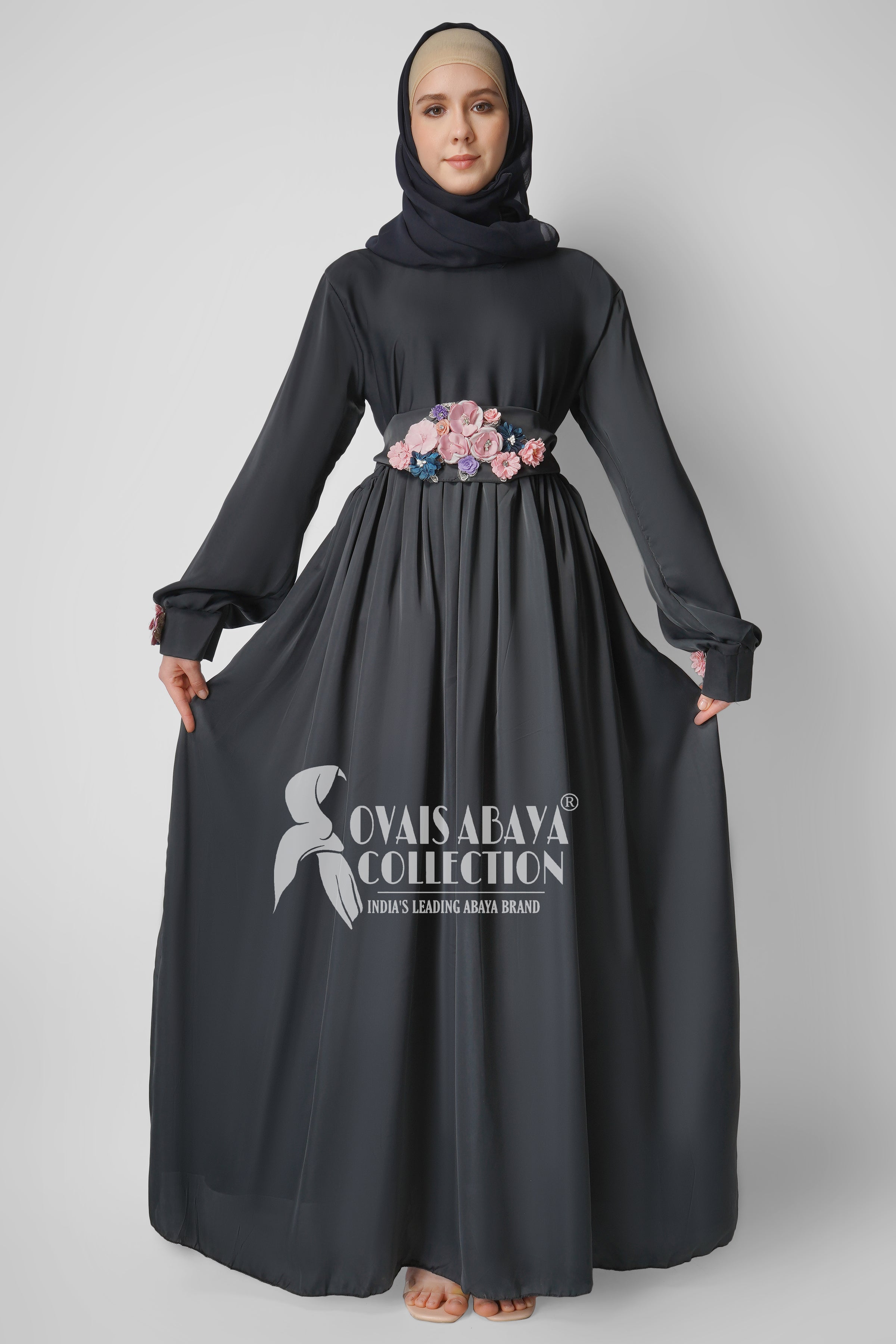 ALAYA CLASSIC BROACH ABAYA | GRAY