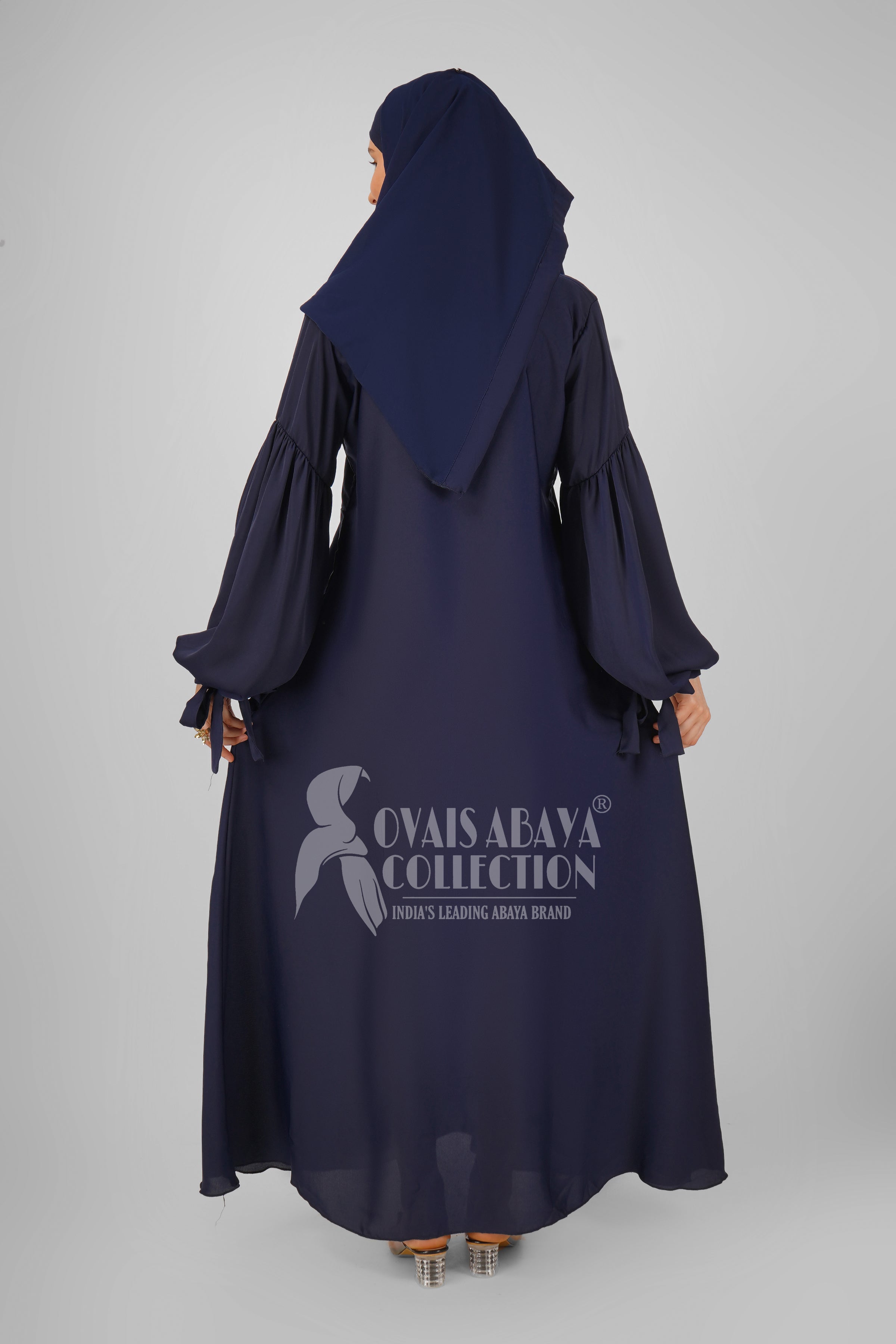 Tahura Balloon Sleeves Abaya - ( NAVY BLUE )