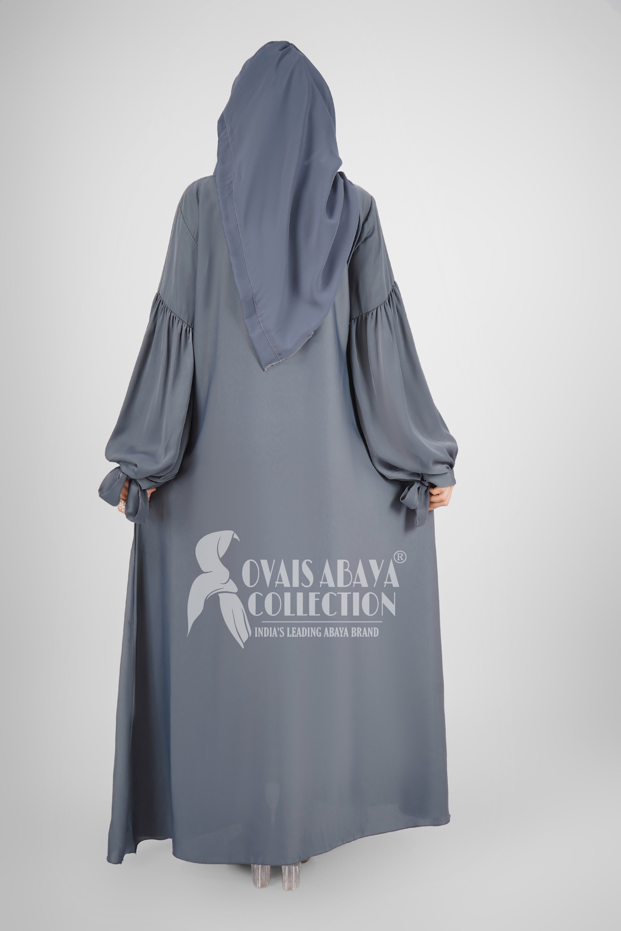 TAHURA BALLON SLEEVE ABAYA | GRAY