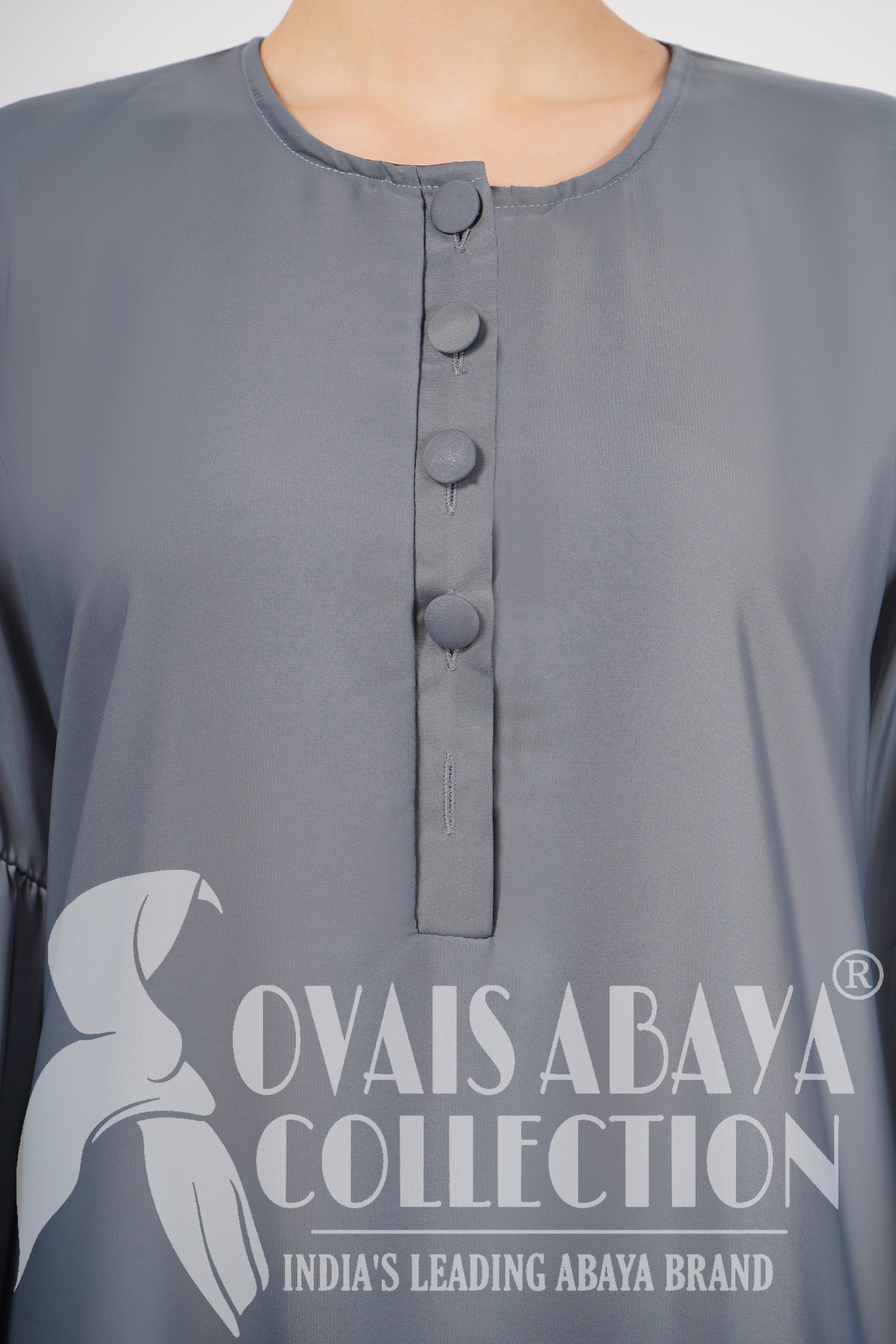 TAHURA BALLON SLEEVE ABAYA | GRAY