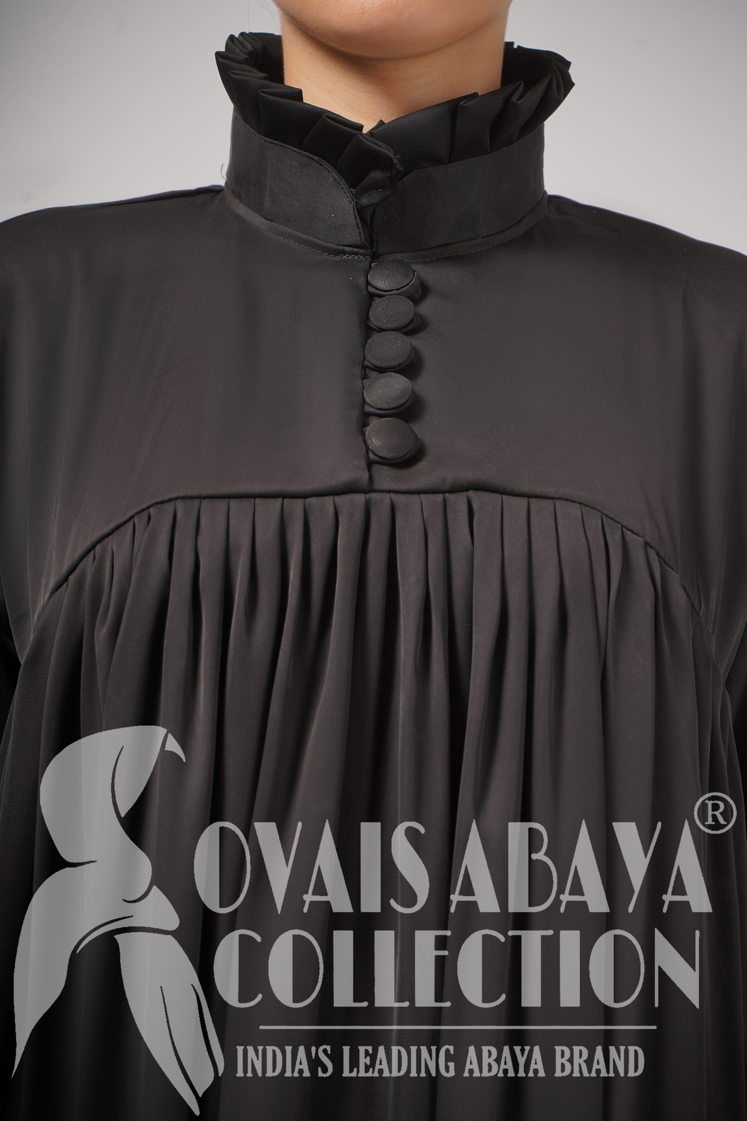 NEW COLLAR PLATES ABAYA | BLACK