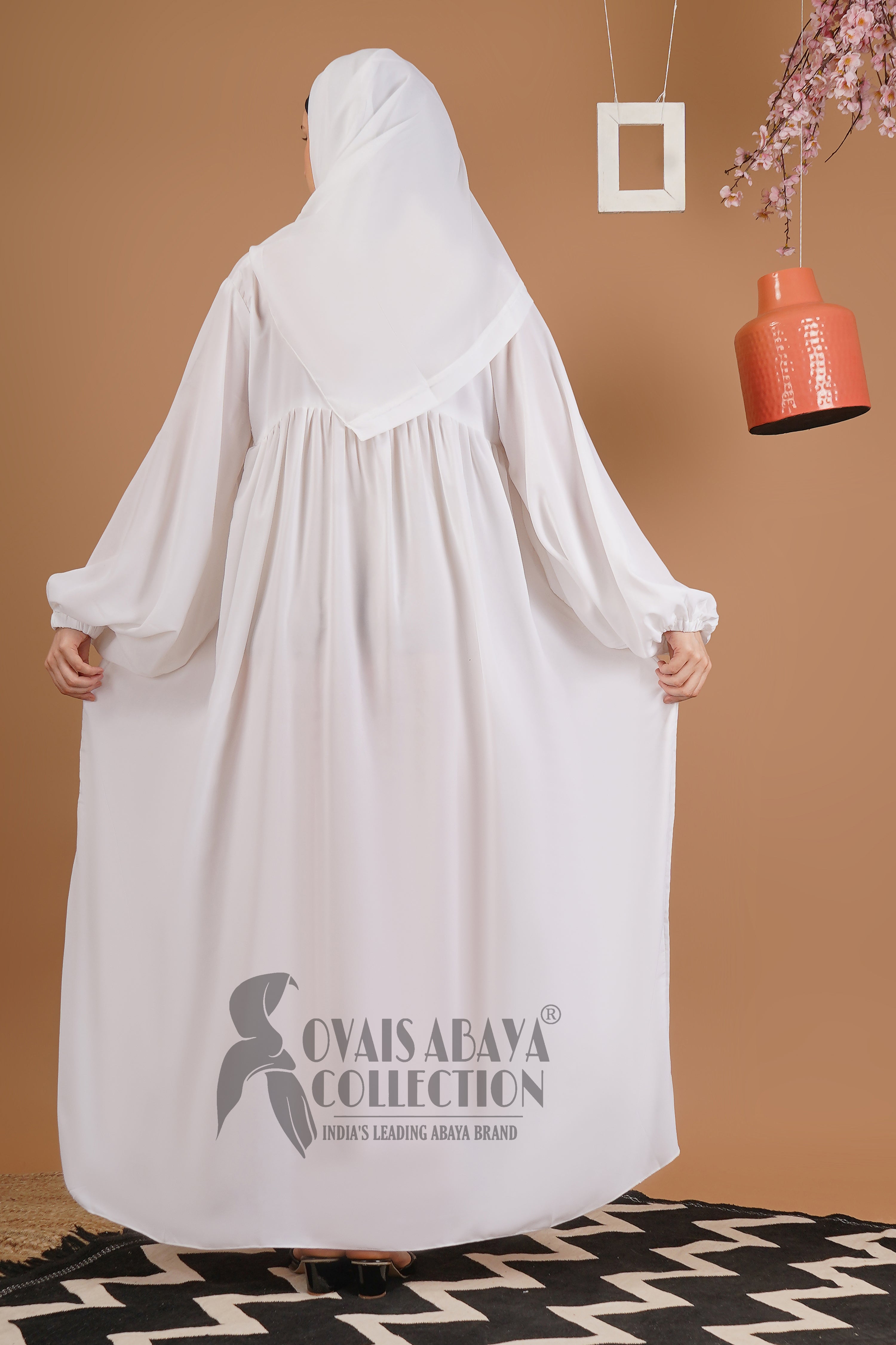 MARYAM BALLOON SLEEVE ABAYA | WHITE