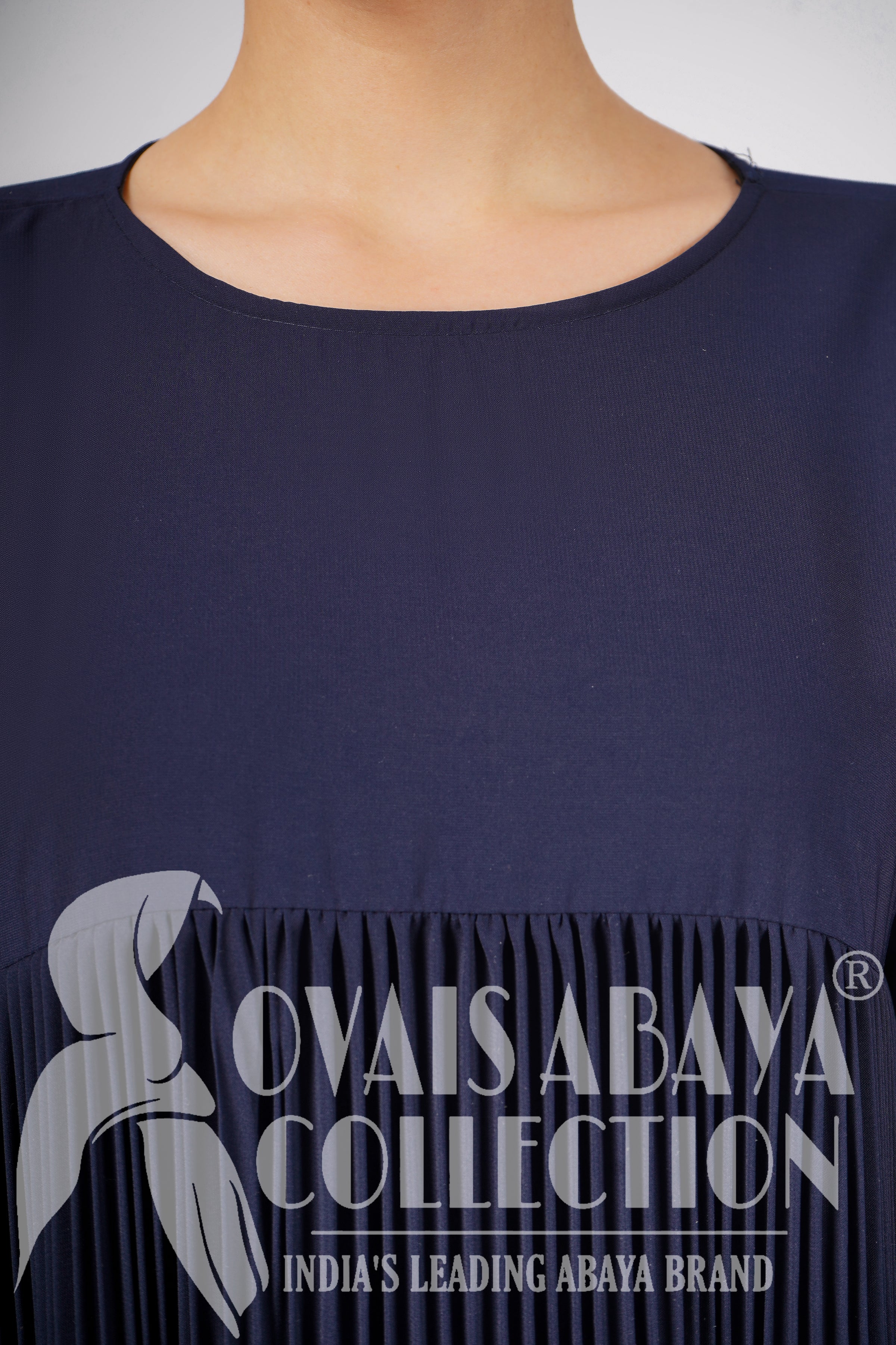 RIDA PLATED FRILL ABAYA | ROYAL BLUE