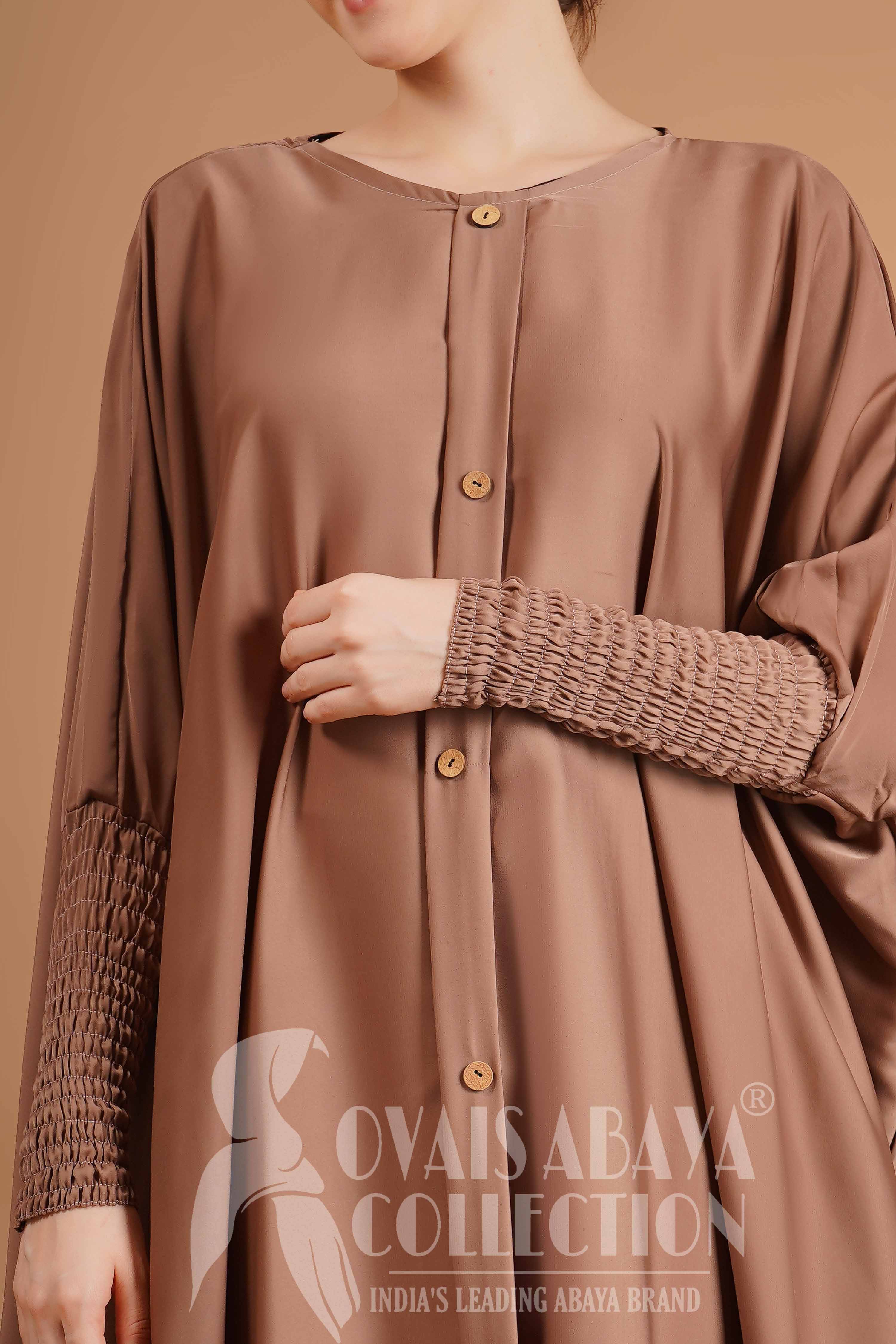 SHAZIYA BUTTON KAFTAN ABAYA | GHESTNUT LITE