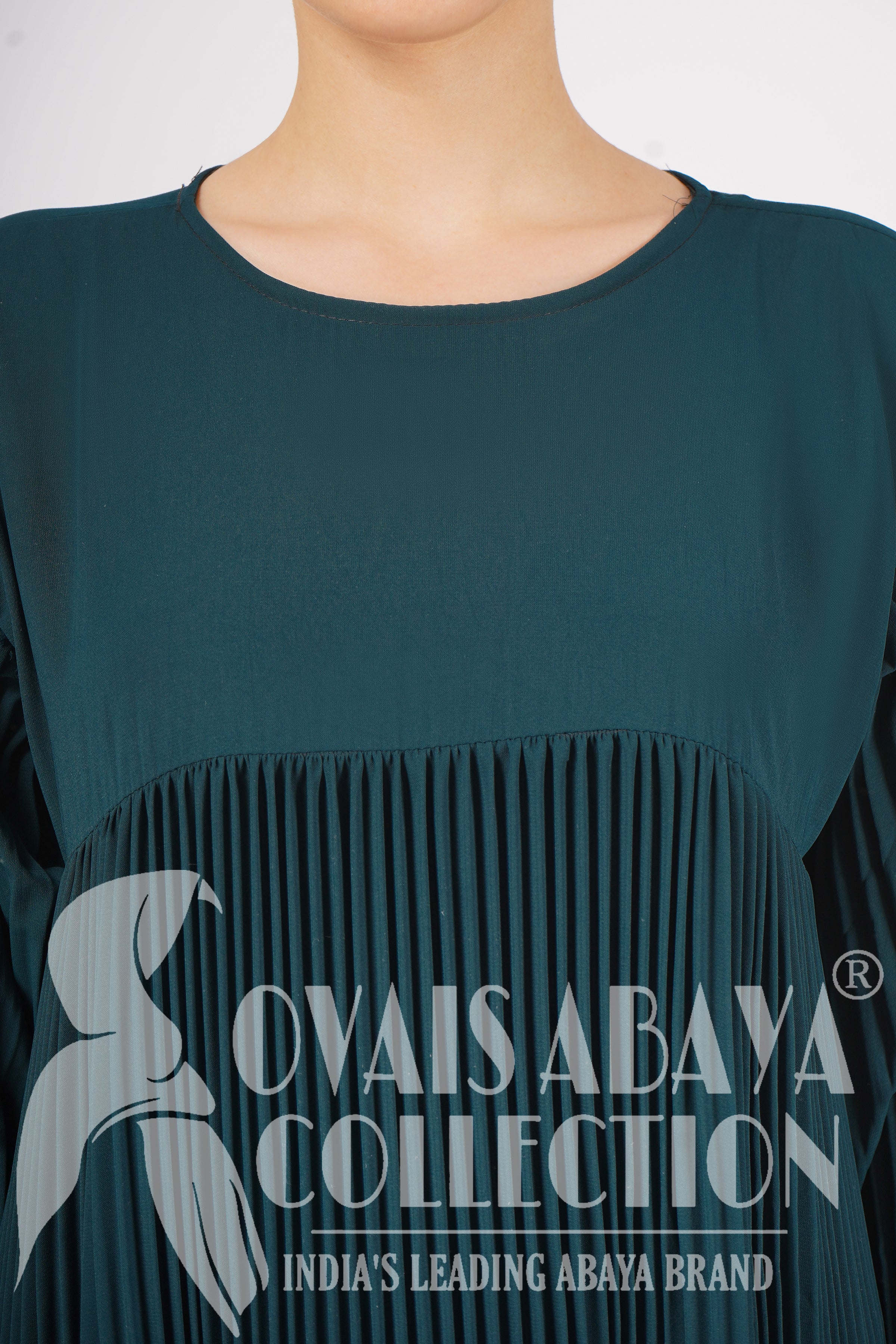 RIDA PLATED FRILL ABAYA | TEAL