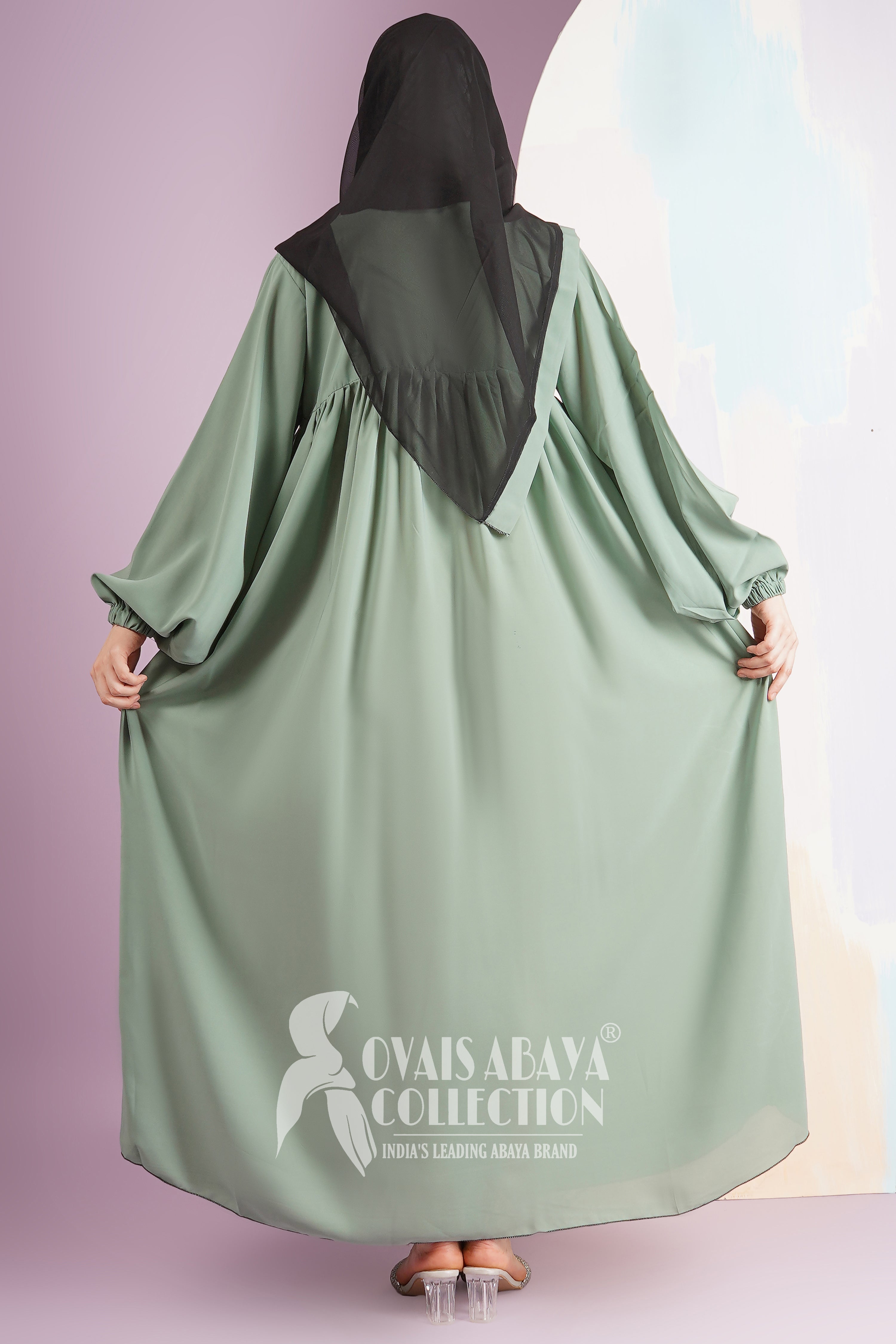 MARYAM BALLOON SLEEVE ABAYA | SEA GREEN