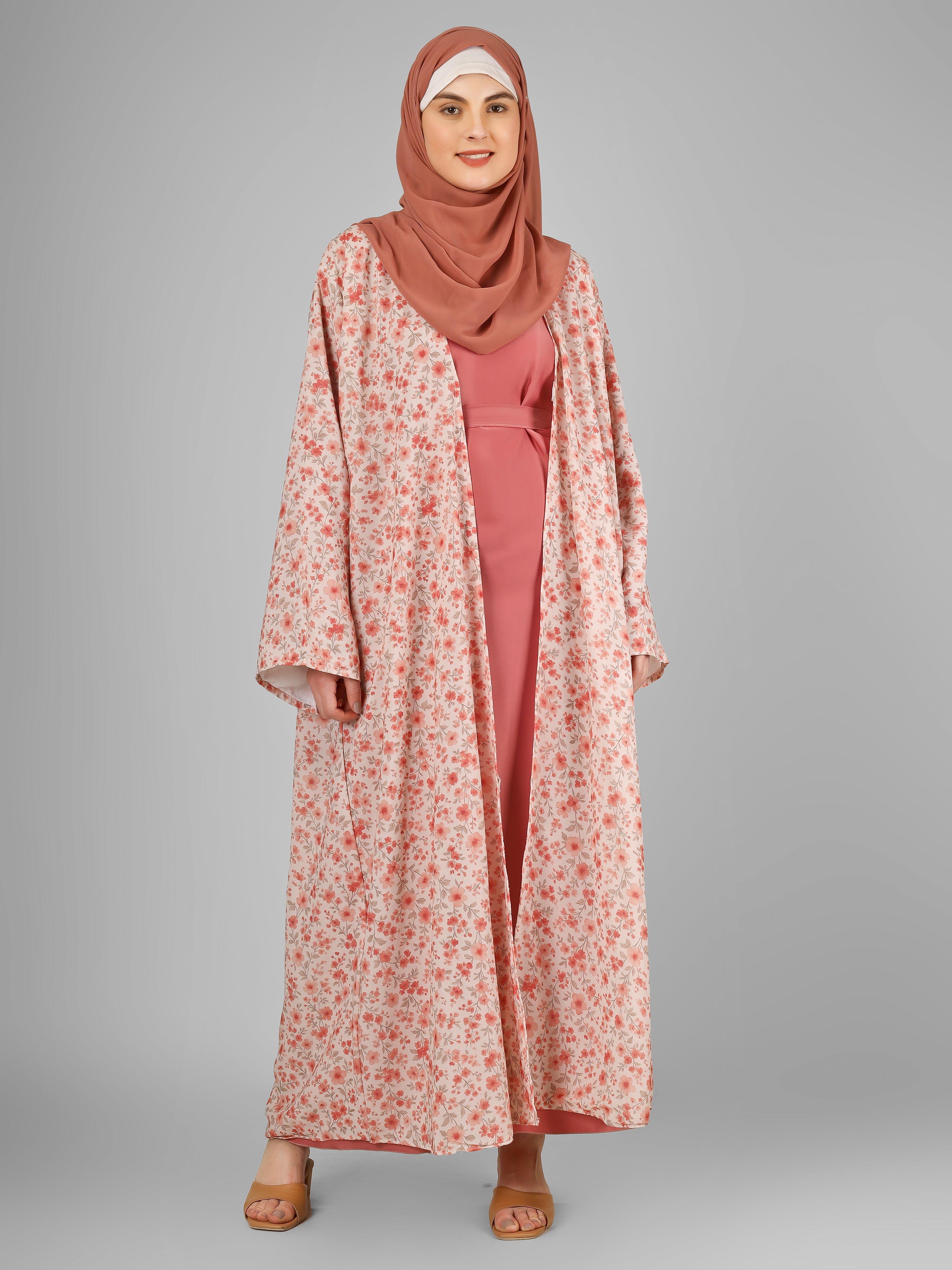 SADAF DOUBLE SHRUG ABAYA | PINK