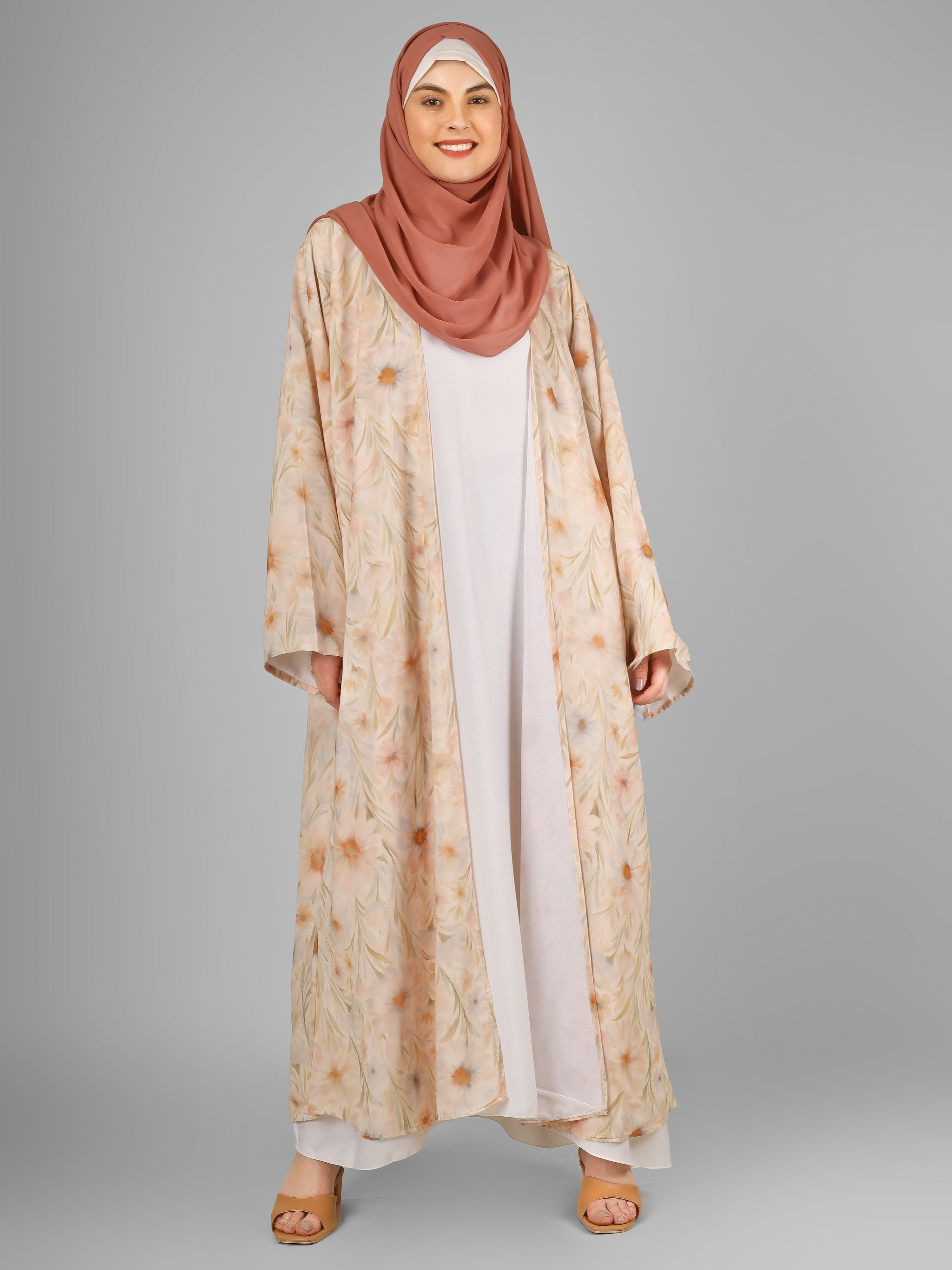 SADAF DOUBLE SHRUG ABAYA | GOLDEN