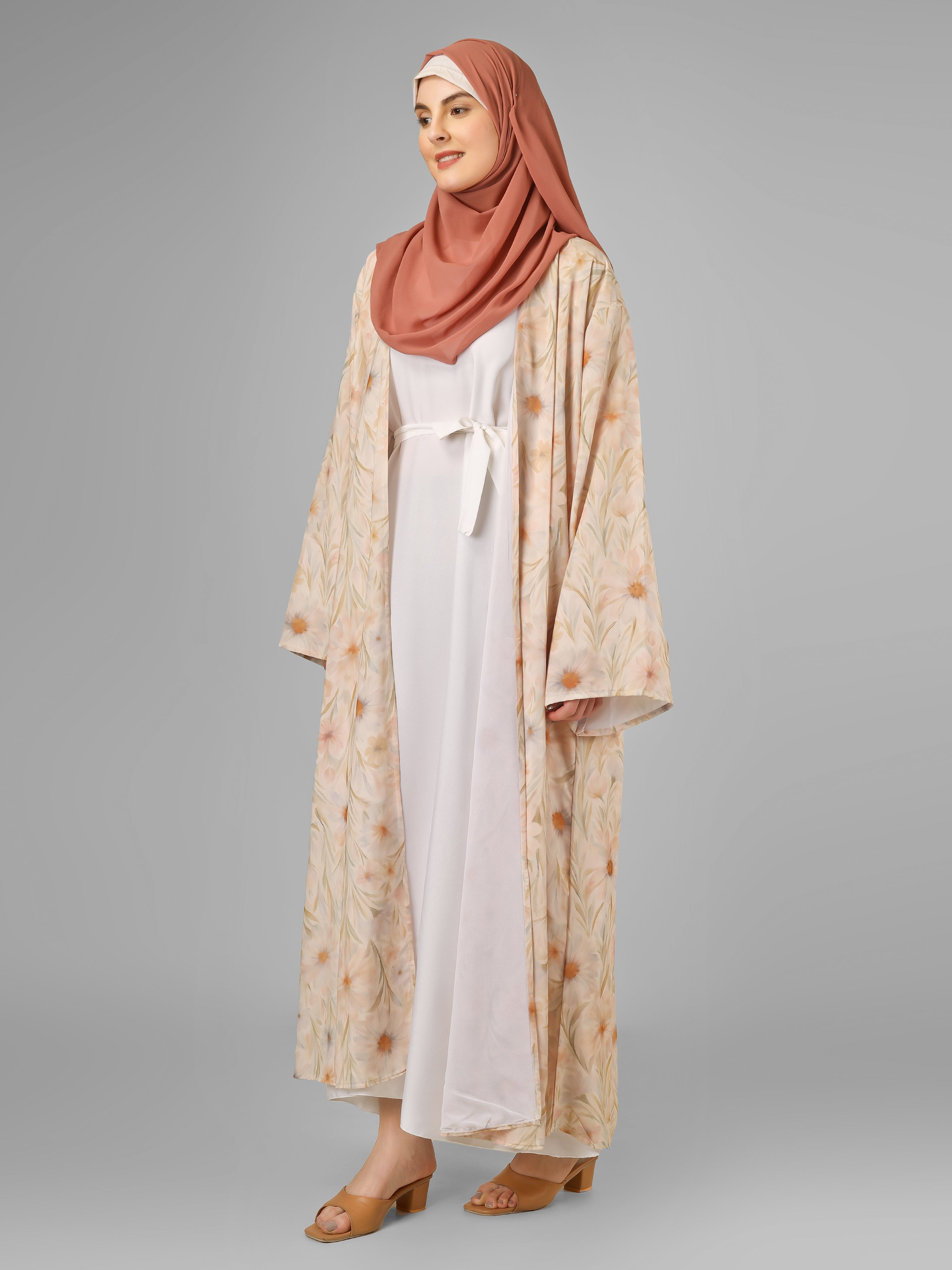 SADAF DOUBLE SHRUG ABAYA | GOLDEN