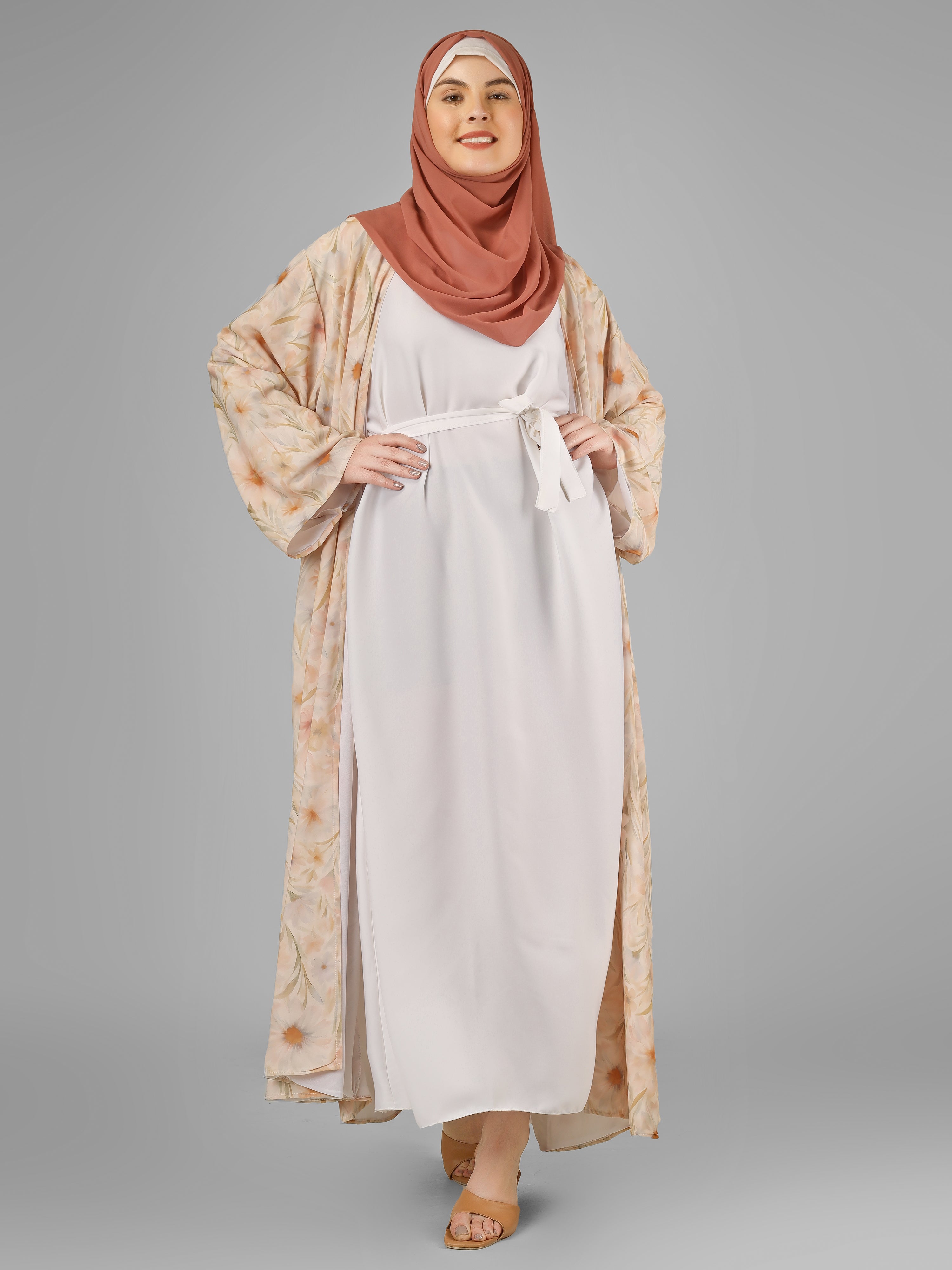 SADAF DOUBLE SHRUG ABAYA | GOLDEN