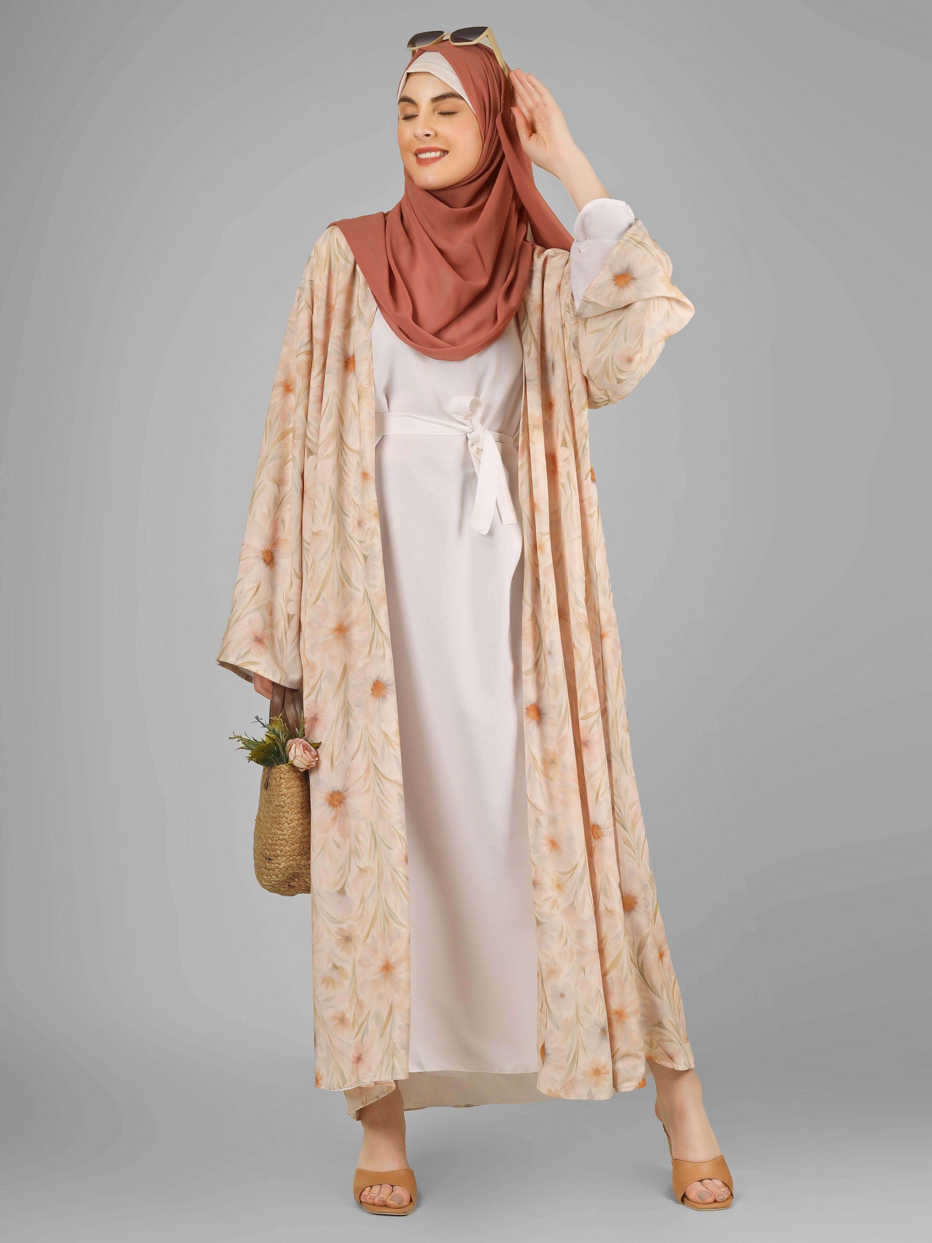 SADAF DOUBLE SHRUG ABAYA | GOLDEN