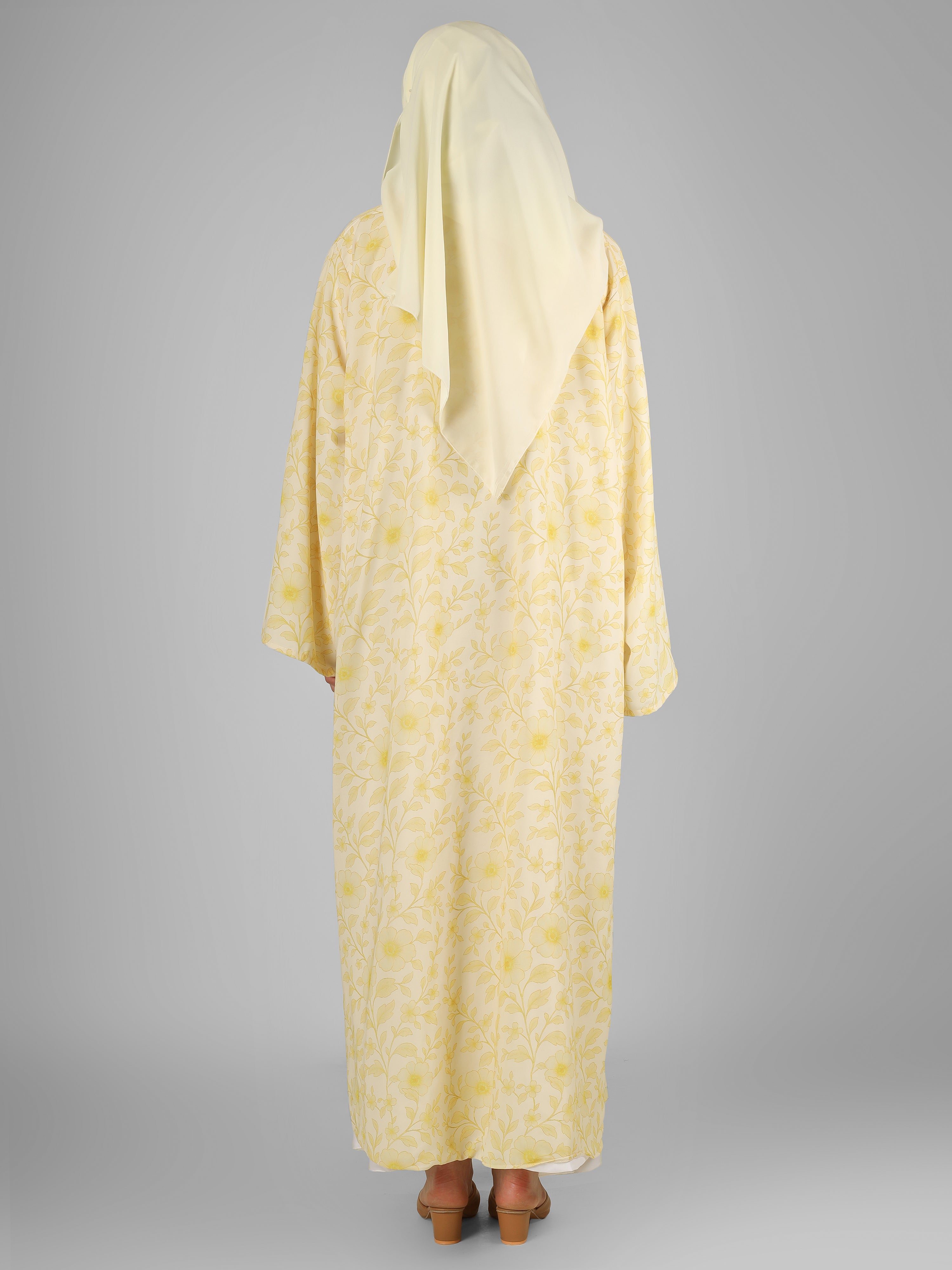 SADAF DOUBLE SHRUG ABAYA | YELLOW