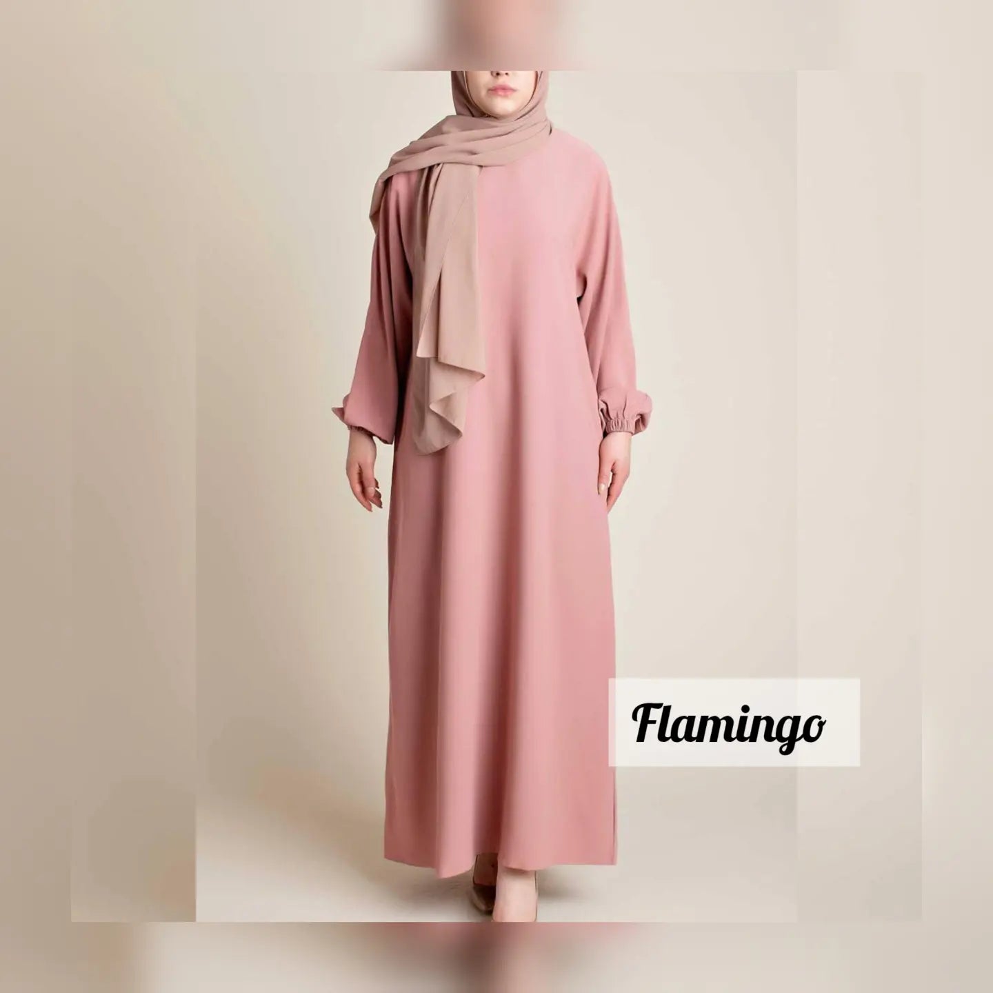 BASIC LASTIC SLEEVE ABAYA | FLAMINGO