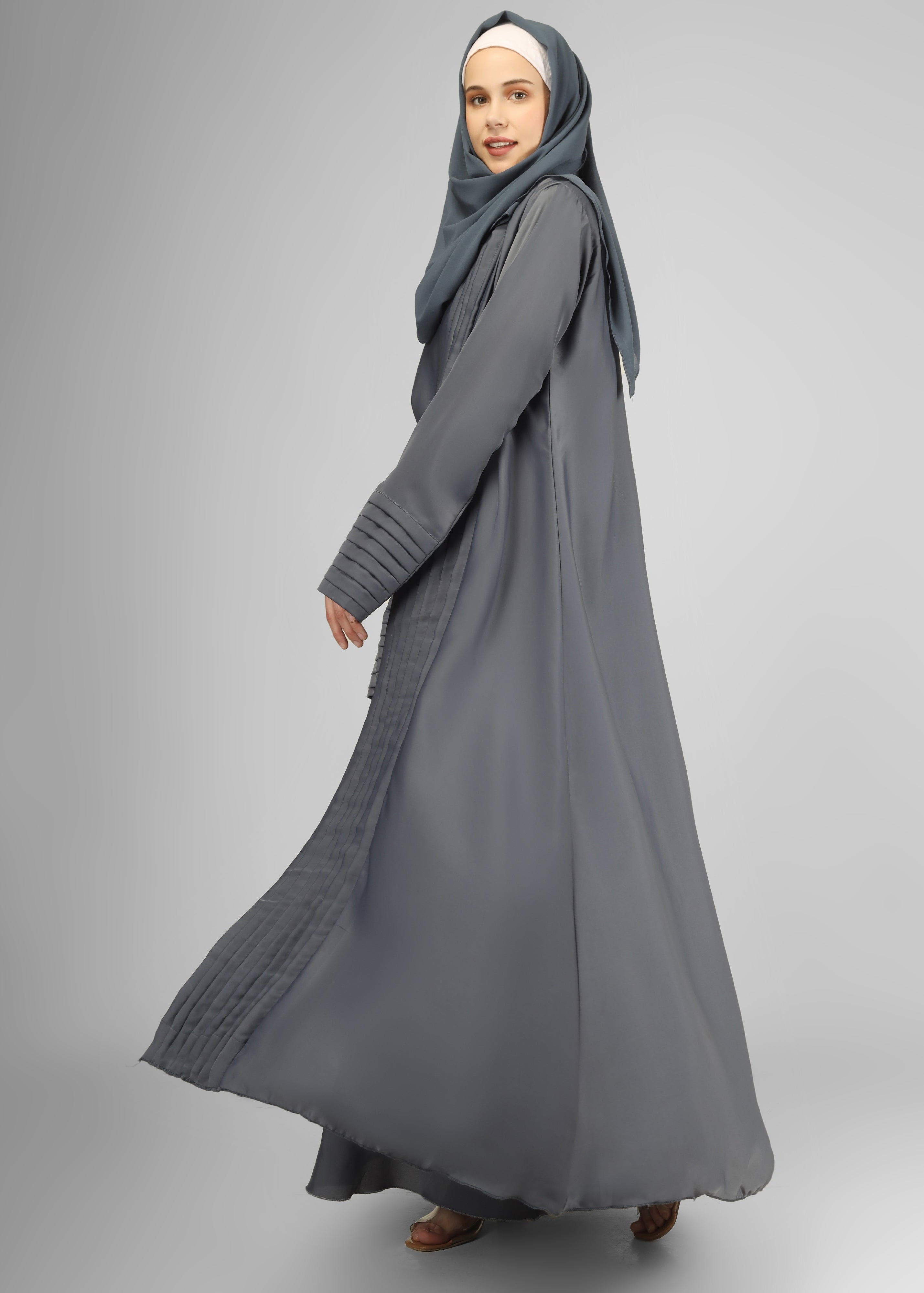 AMEERAH DOUBLE SHRUG ABAYA | GRAY