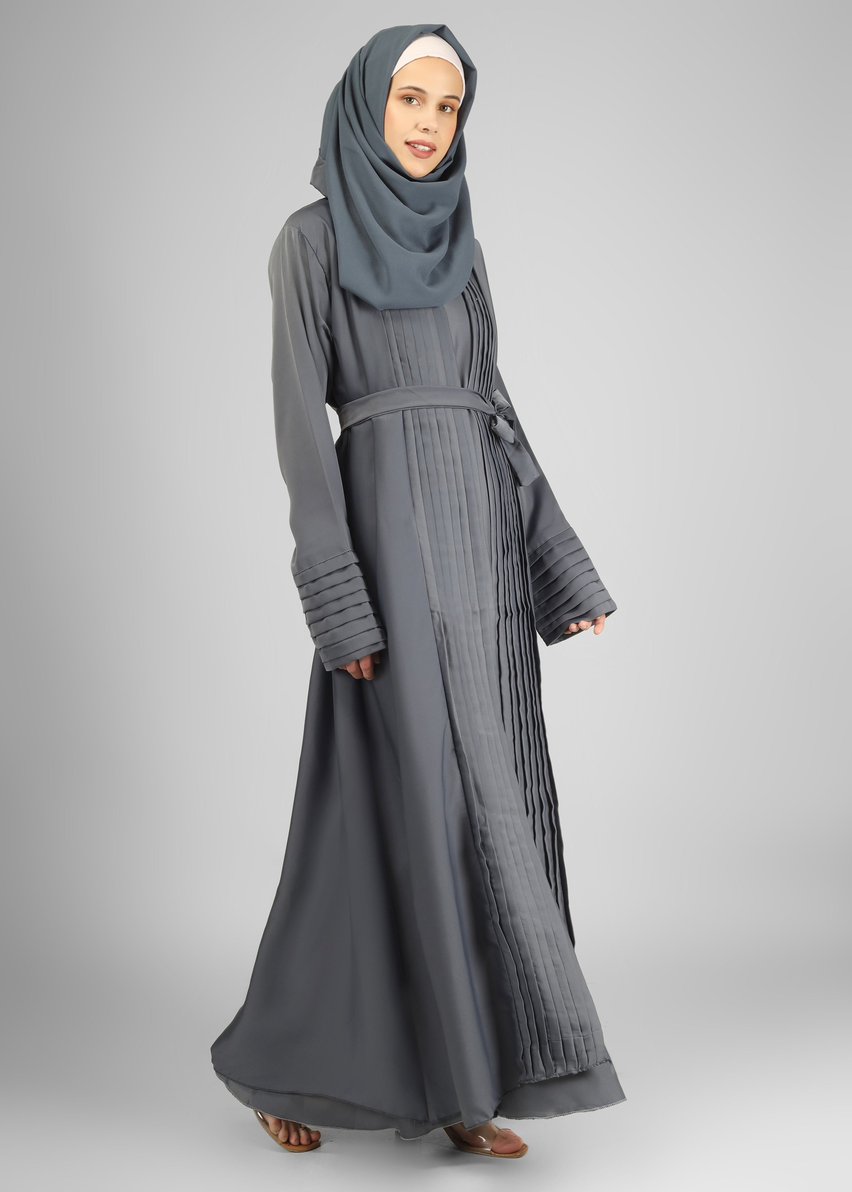 AMEERAH DOUBLE SHRUG ABAYA | GRAY