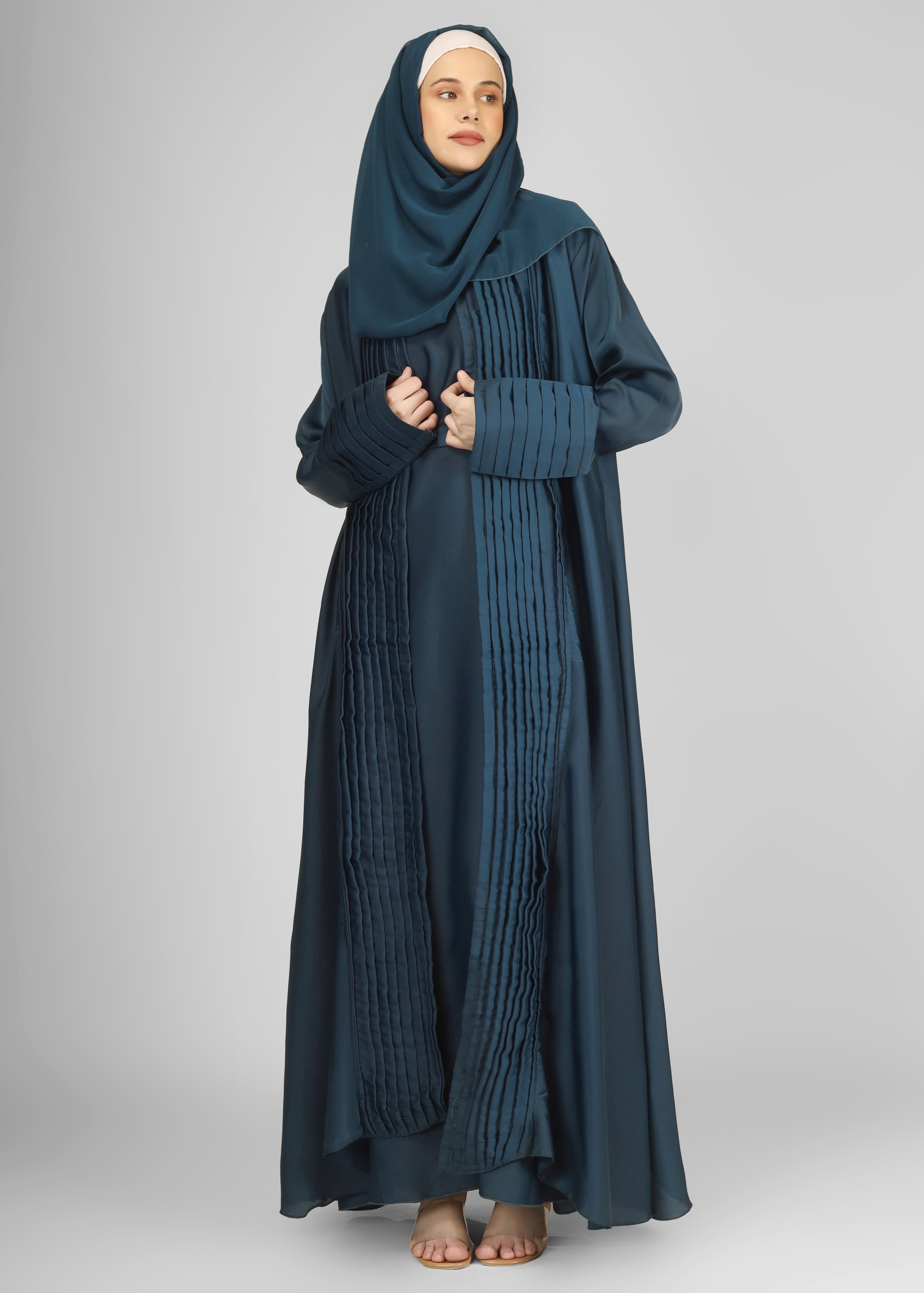 AMEERAH DOUBLE SHRUG ABAYA | TEAL