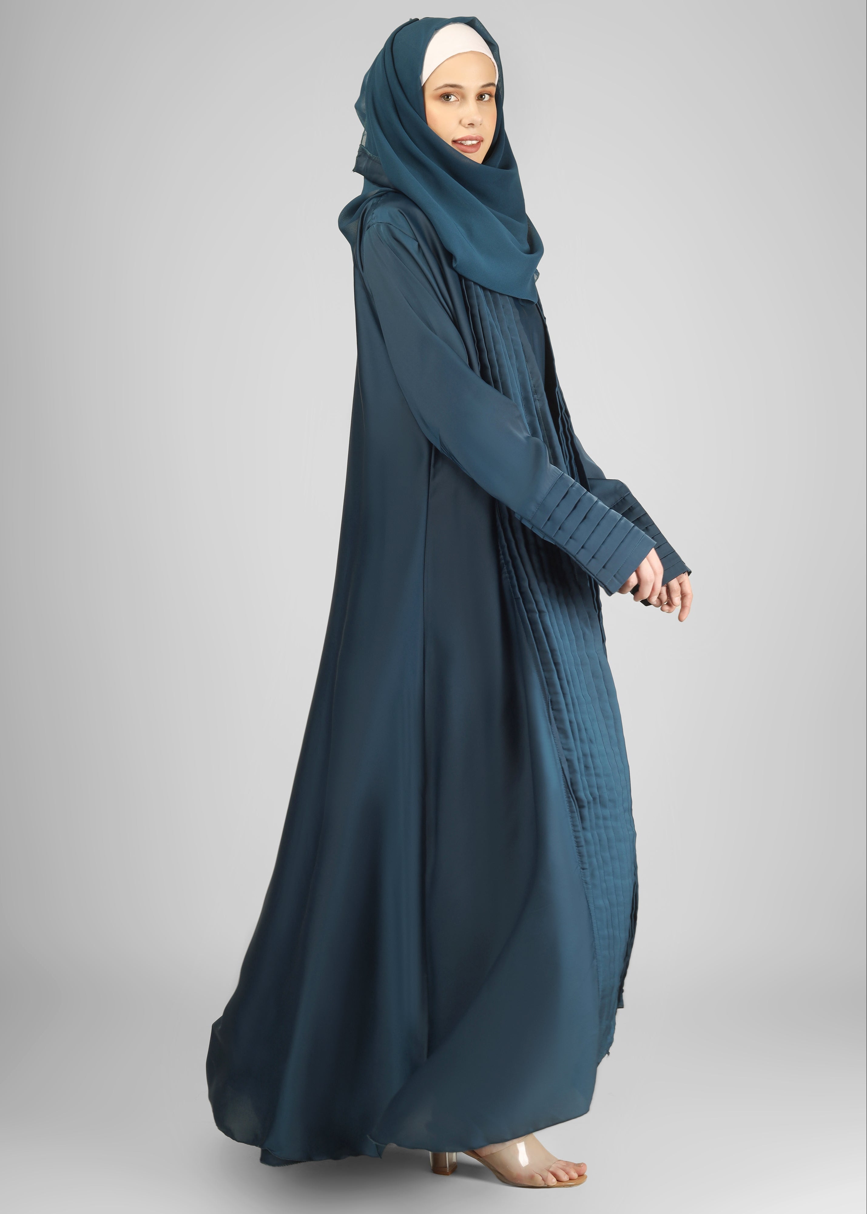 AMEERAH DOUBLE SHRUG ABAYA | TEAL