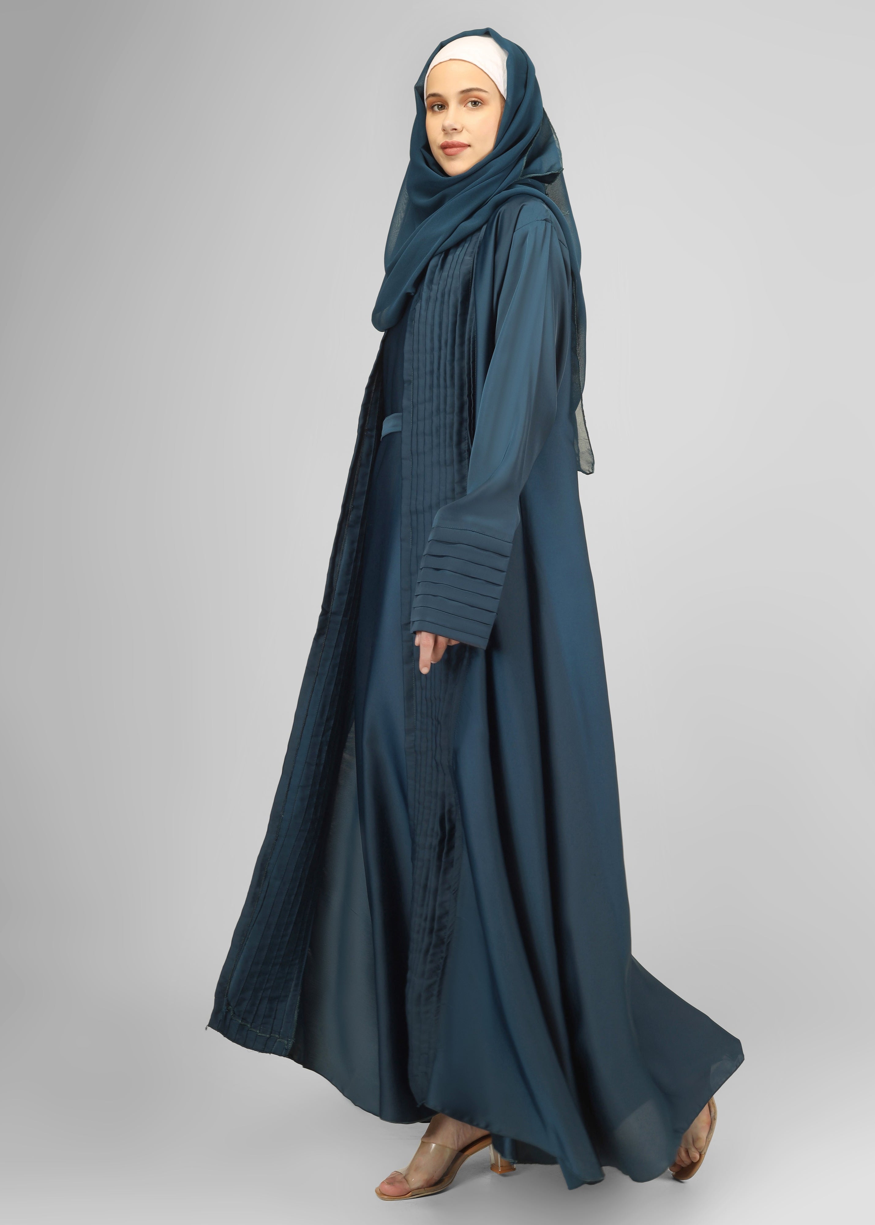 AMEERAH DOUBLE SHRUG ABAYA | TEAL