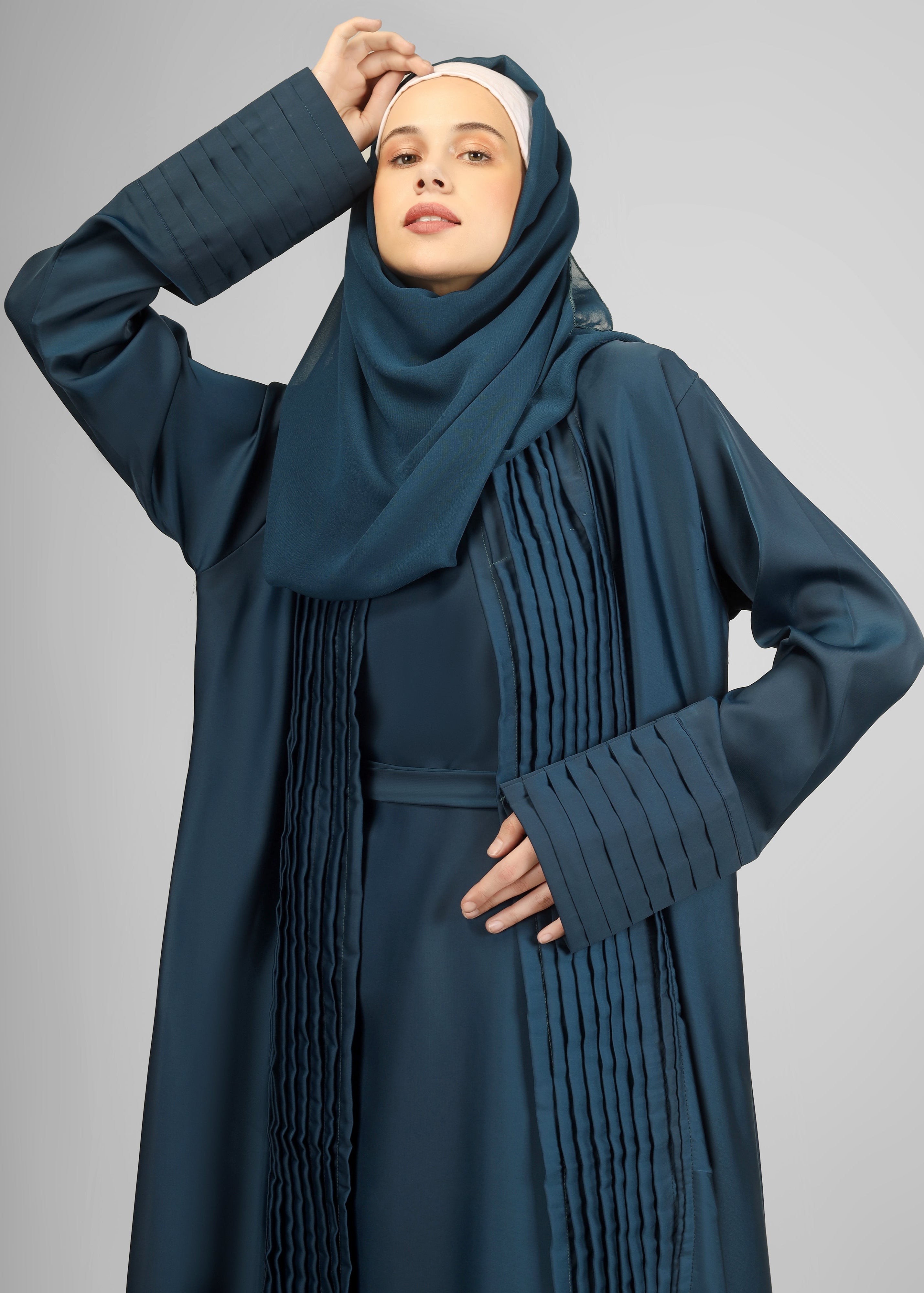 AMEERAH DOUBLE SHRUG ABAYA | TEAL