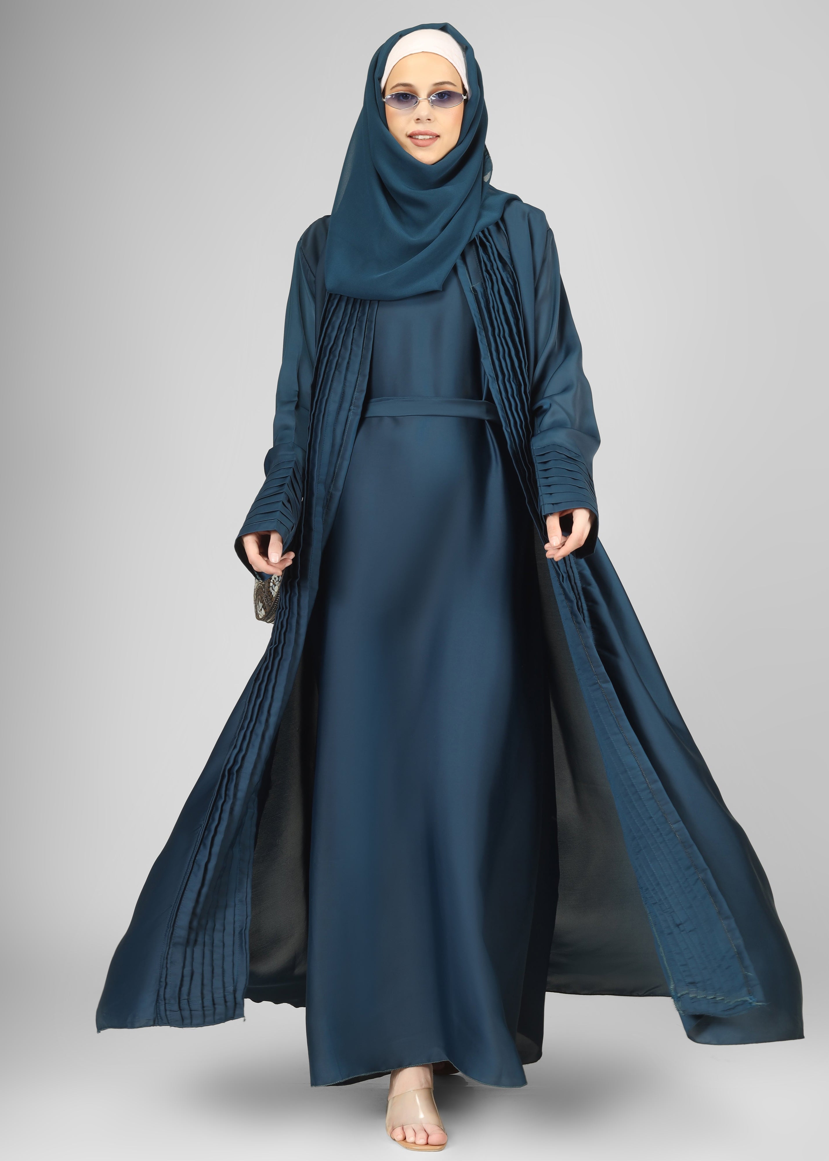 AMEERAH DOUBLE SHRUG ABAYA | TEAL
