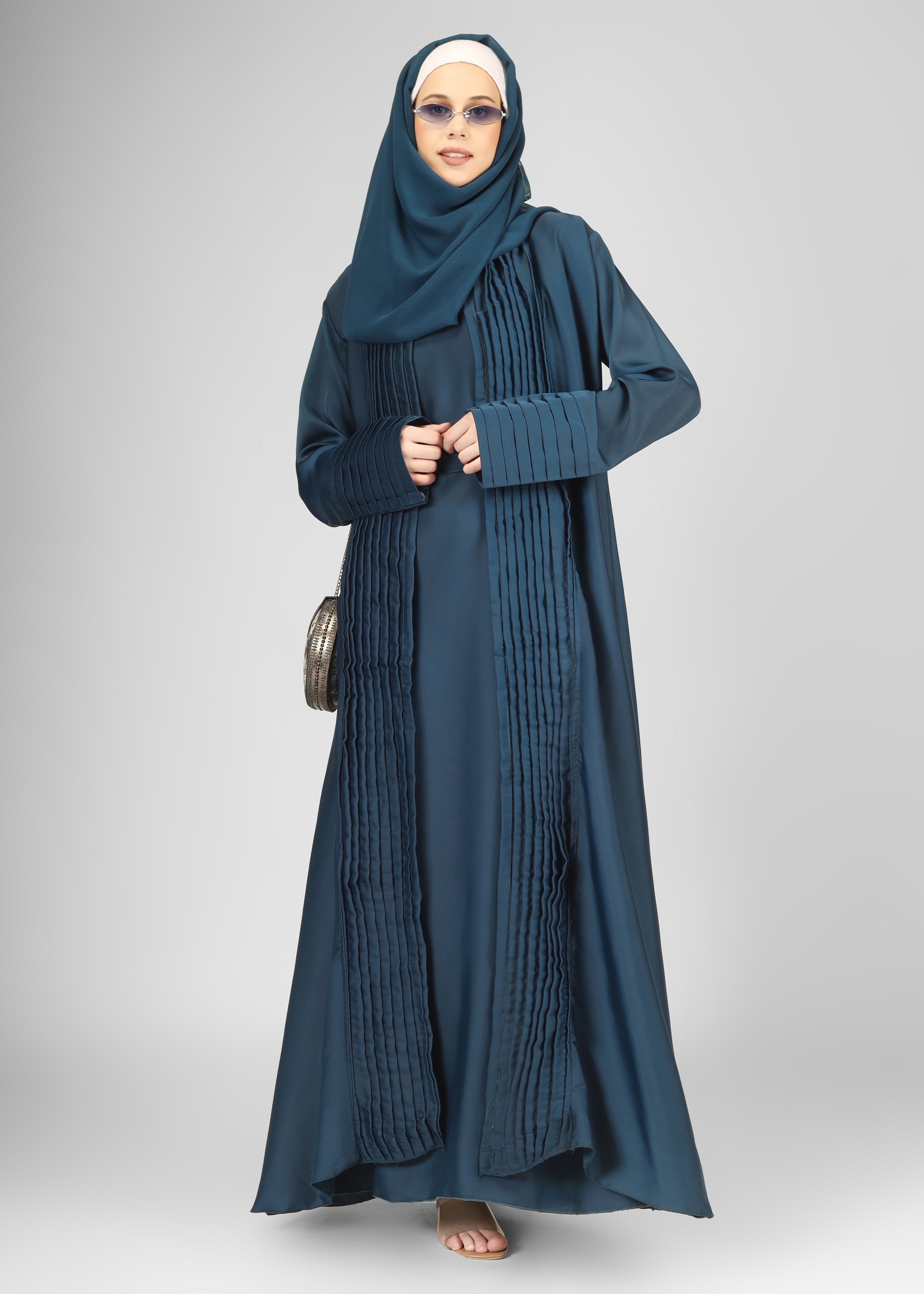AMEERAH DOUBLE SHRUG ABAYA | TEAL