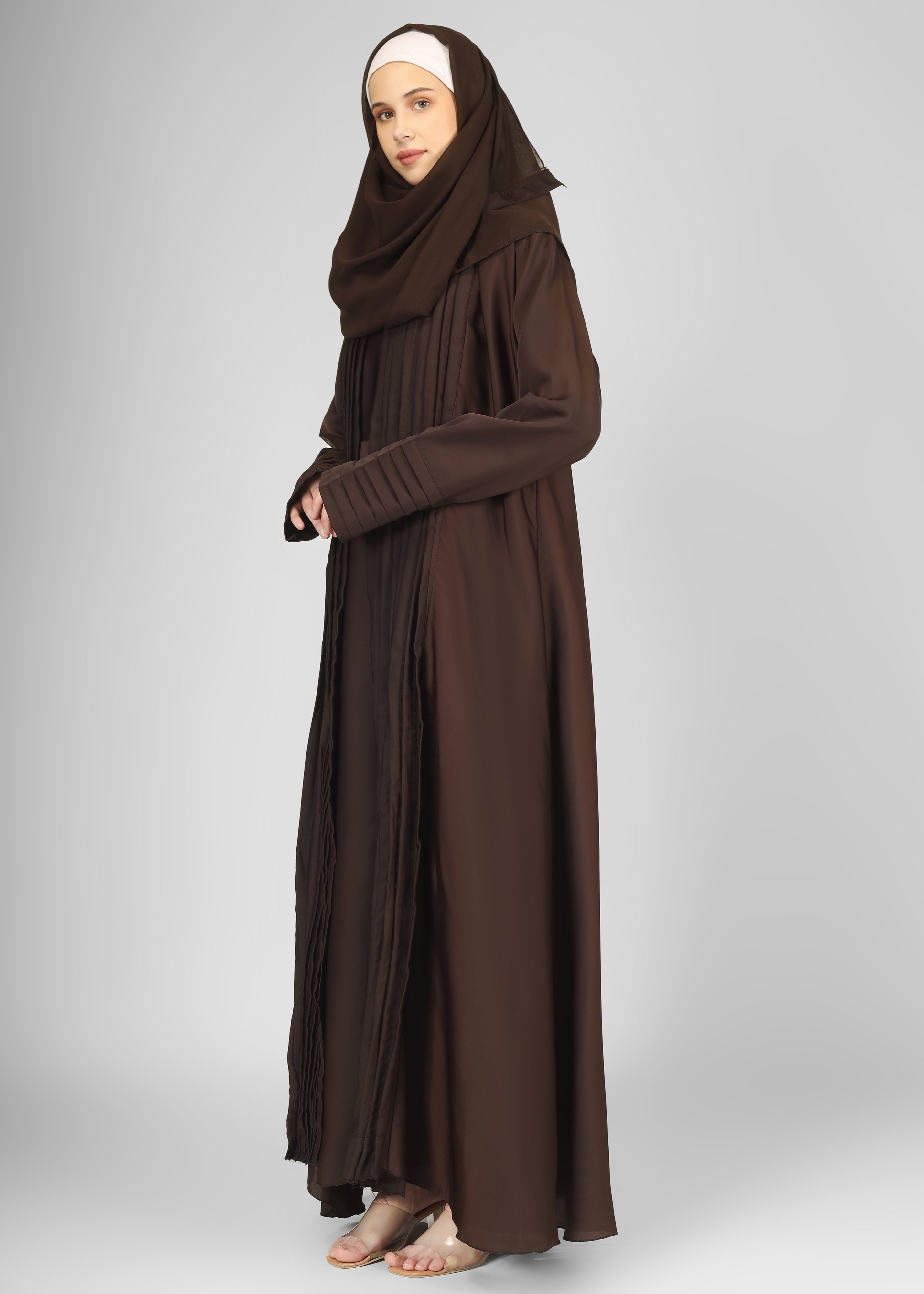 AMEERAH DOUBLE SHRUG ABAYA | COFFEE