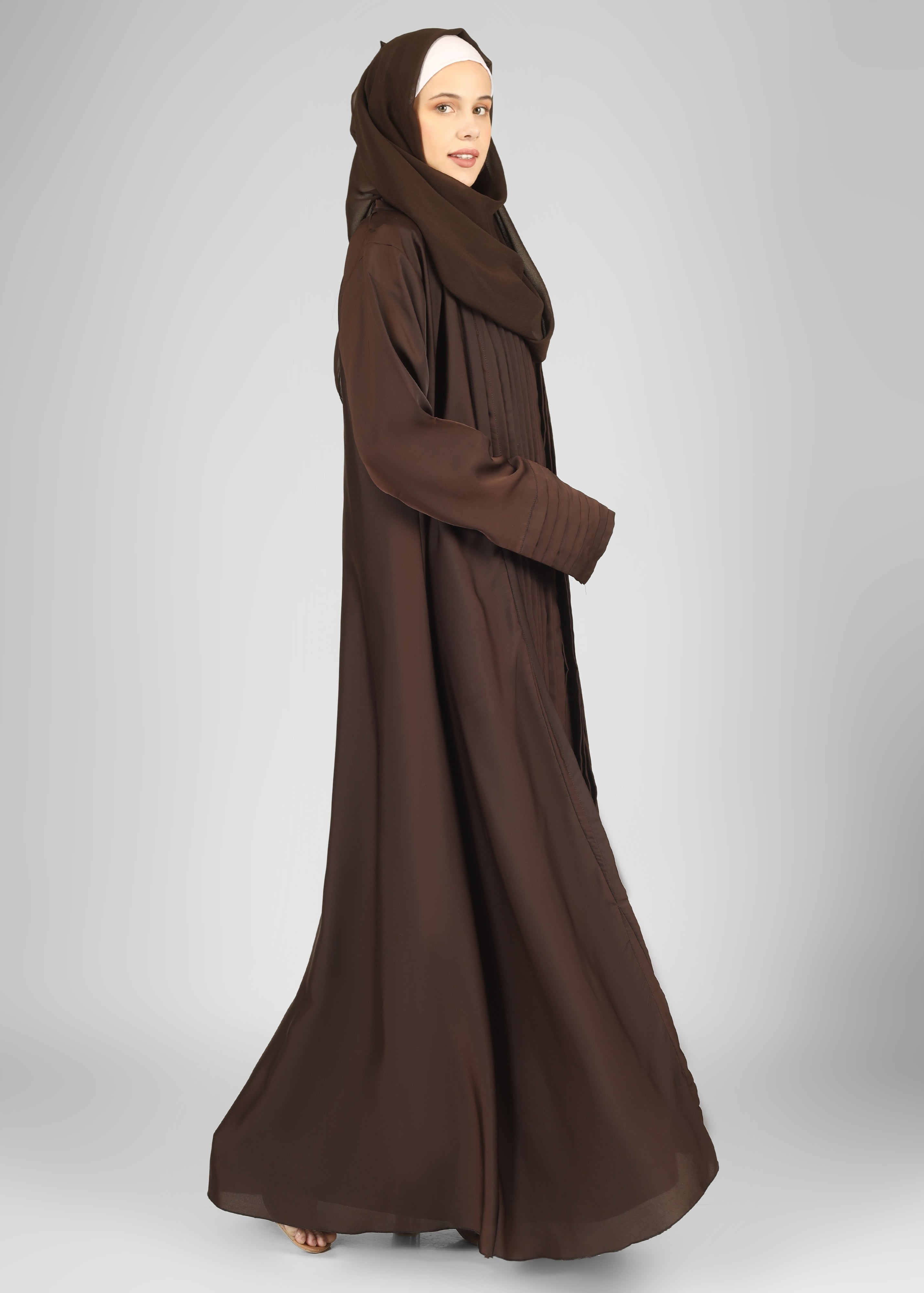 AMEERAH DOUBLE SHRUG ABAYA | COFFEE