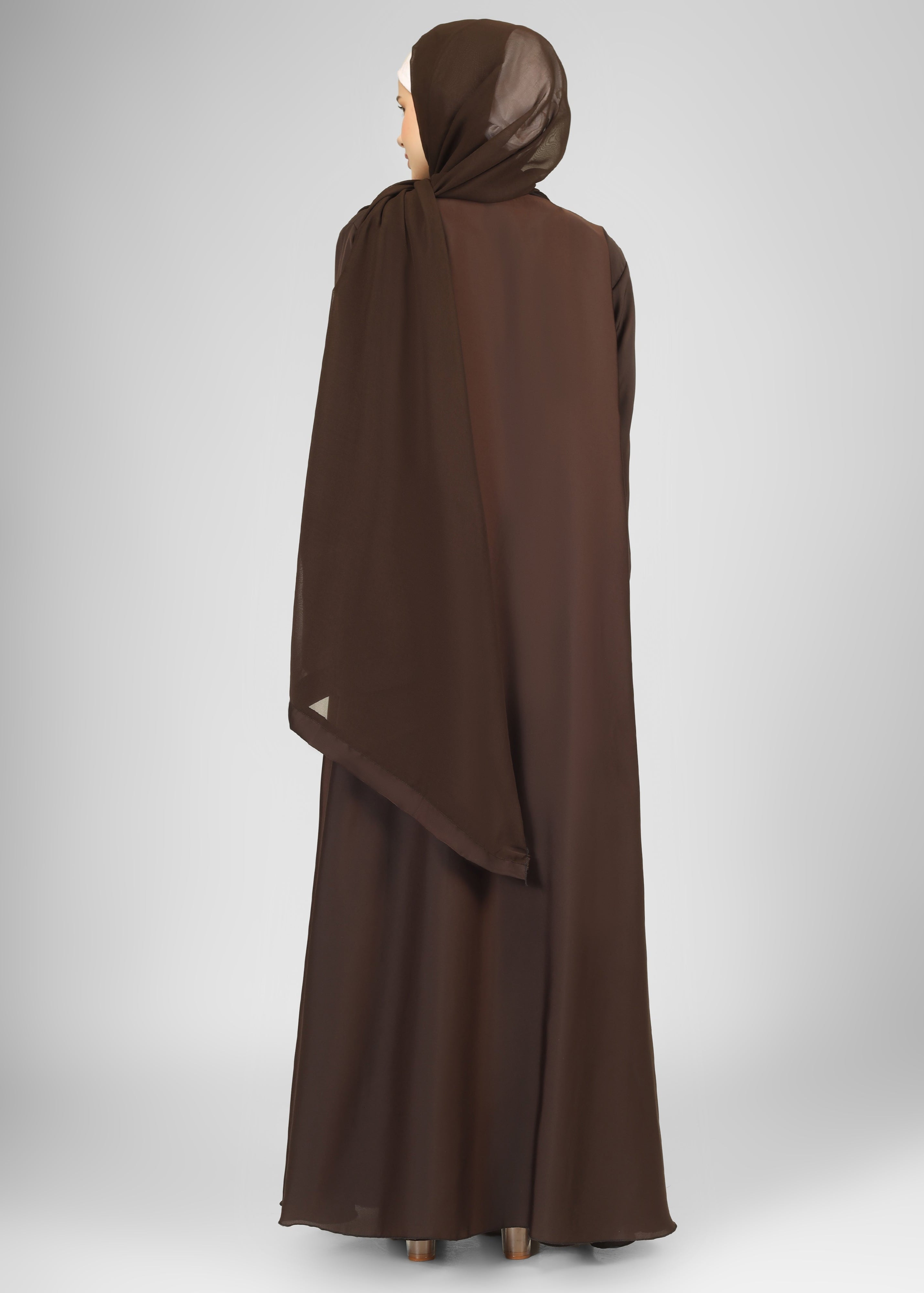 AMEERAH DOUBLE SHRUG ABAYA | COFFEE