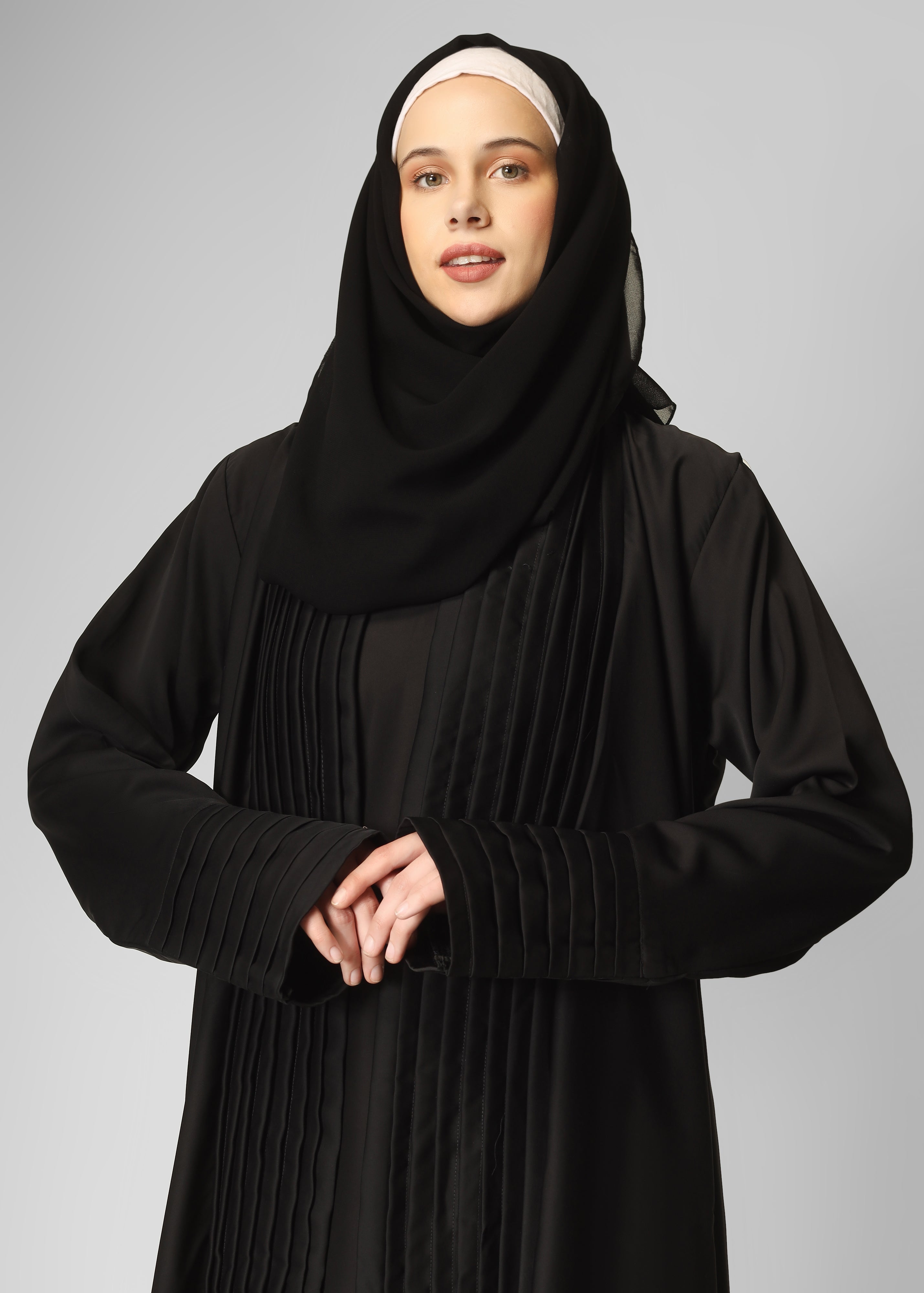 AMEERAH DOUBLE SHRUG ABAYA | BLACK