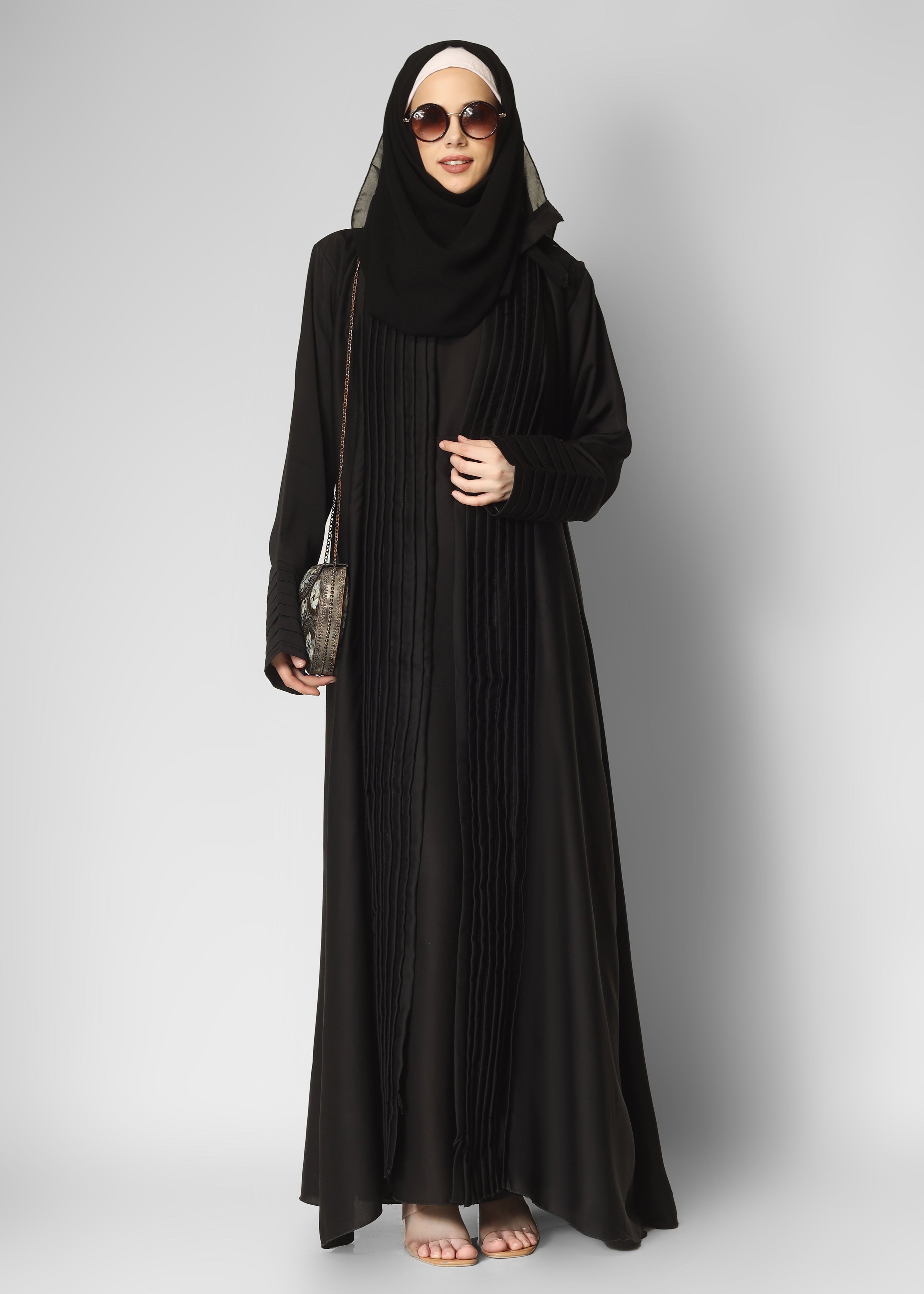 AMEERAH DOUBLE SHRUG ABAYA | BLACK