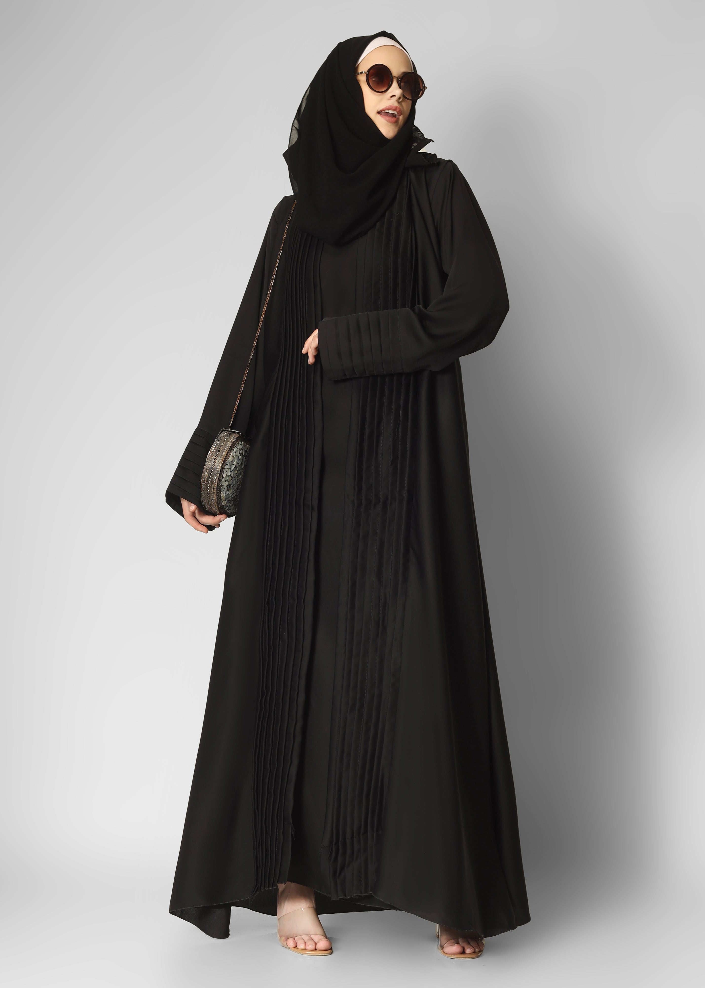 AMEERAH DOUBLE SHRUG ABAYA | BLACK