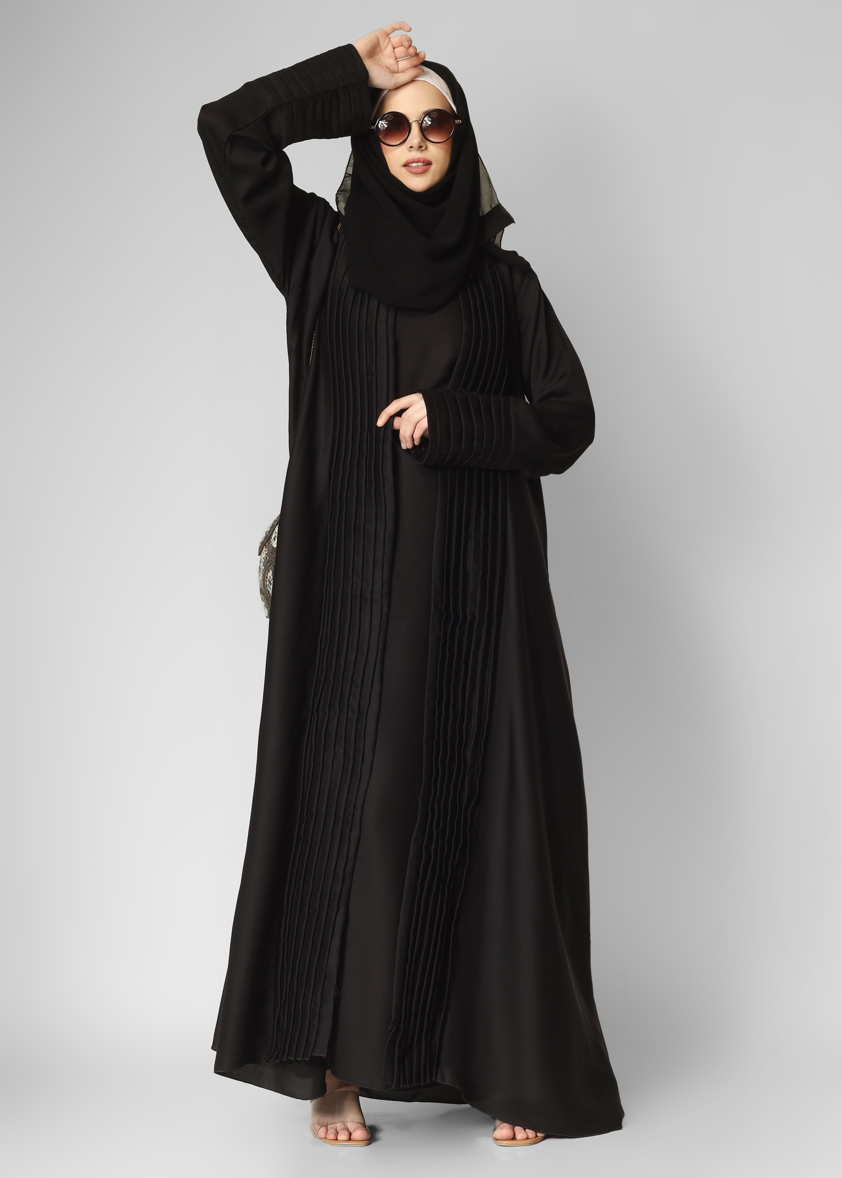 AMEERAH DOUBLE SHRUG ABAYA | BLACK
