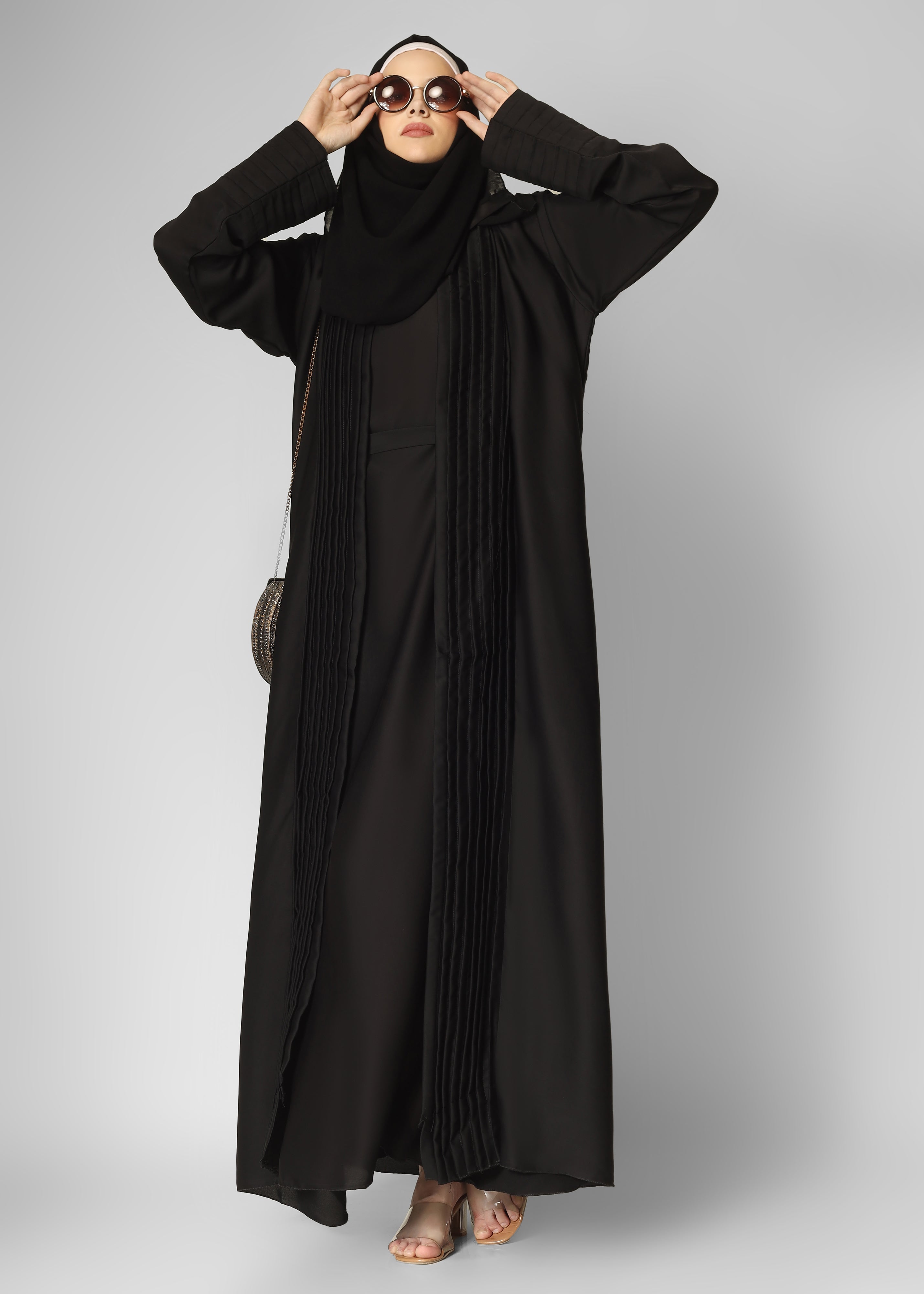 AMEERAH DOUBLE SHRUG ABAYA | BLACK