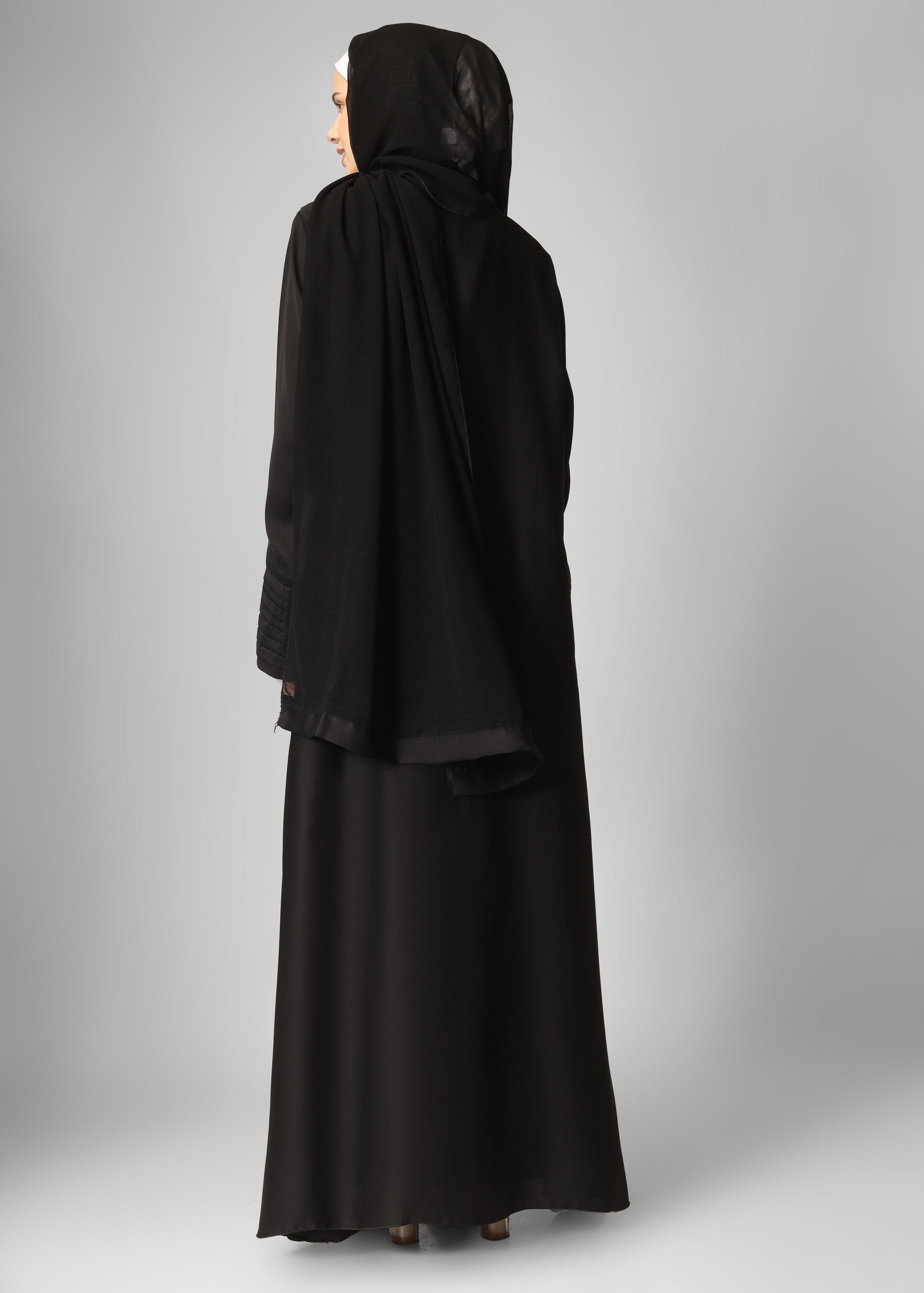 AMEERAH DOUBLE SHRUG ABAYA | BLACK