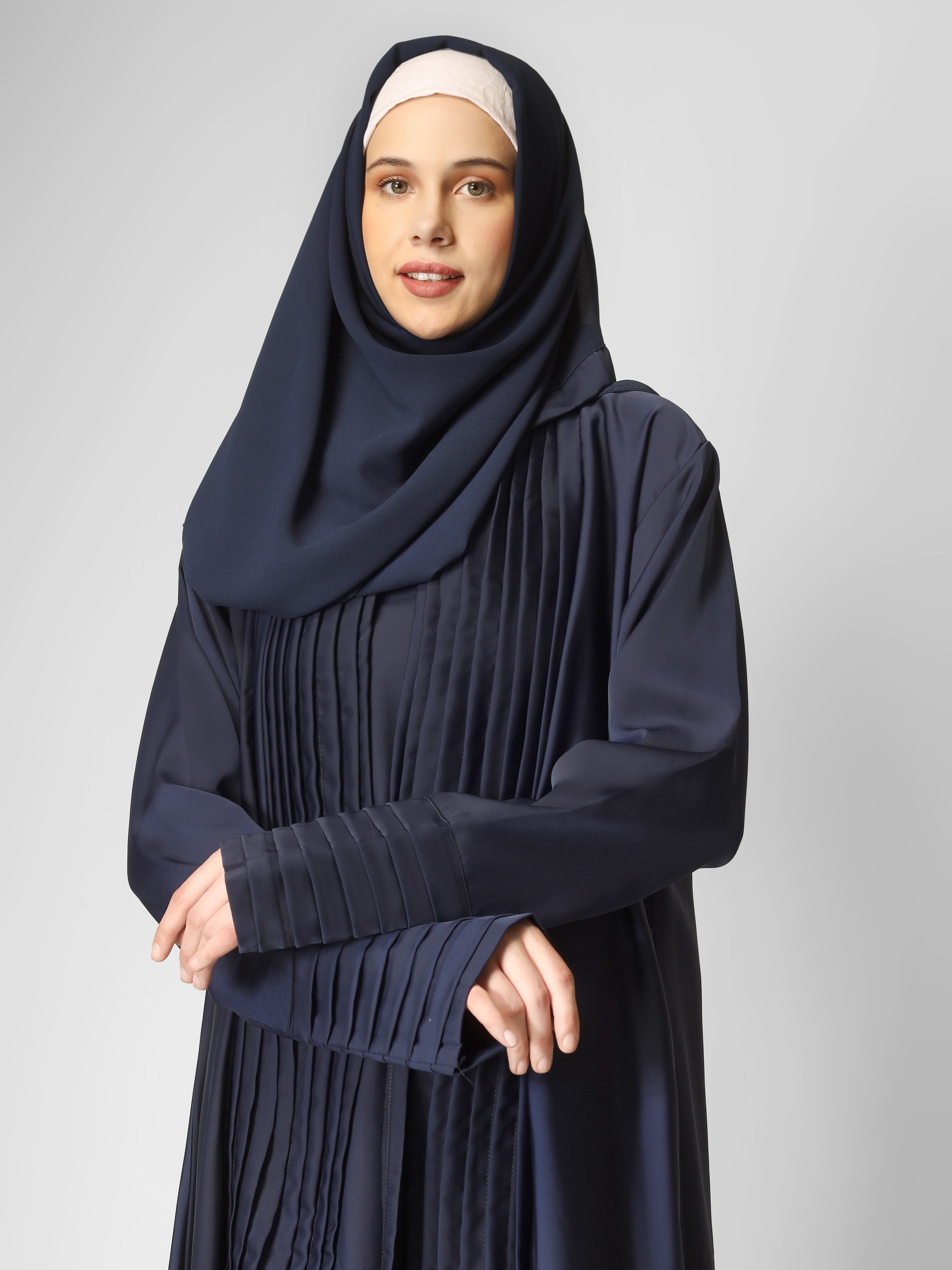 AMEERAH DOUBLE SHRUG ABAYA | BLUE