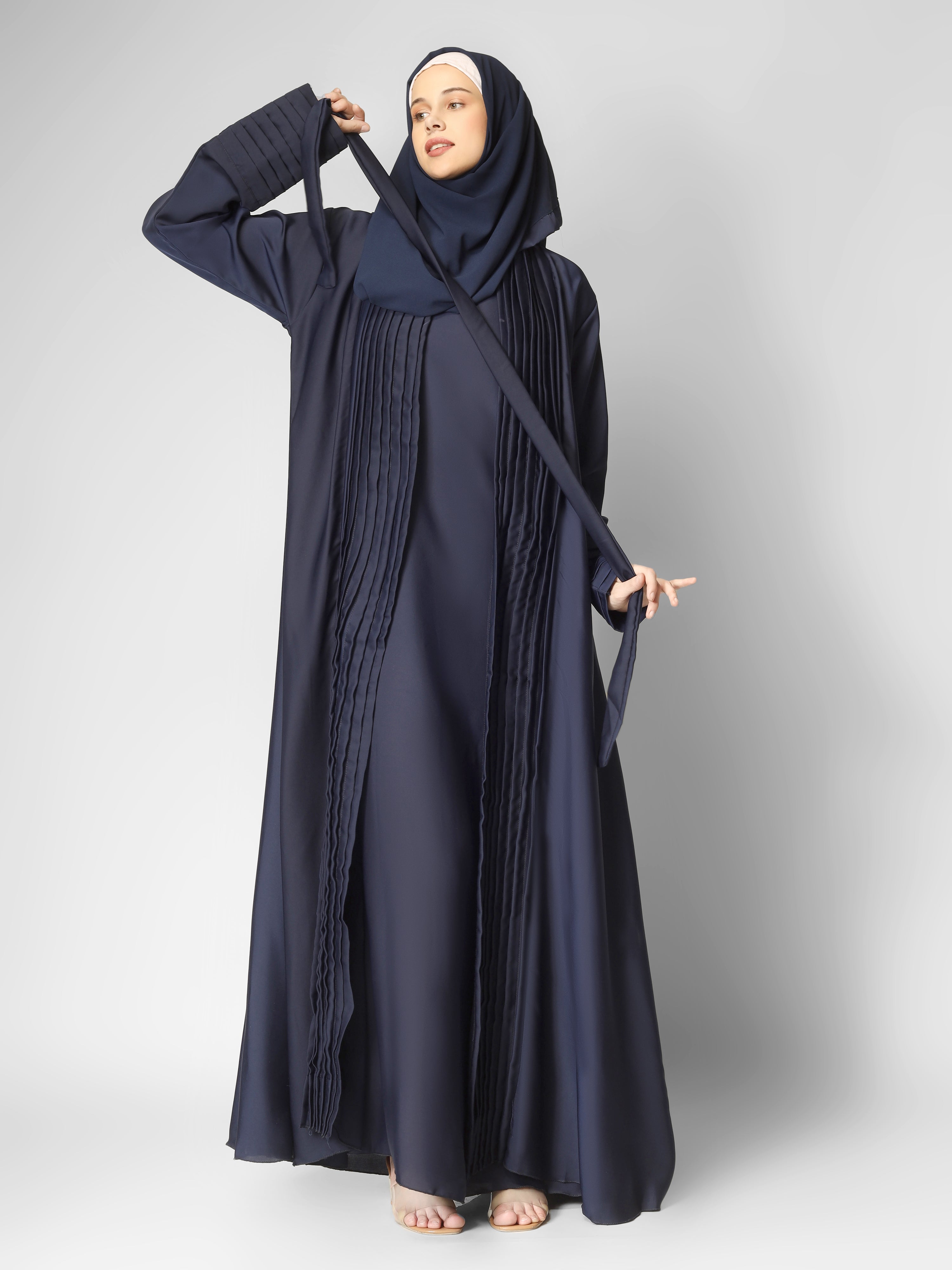AMEERAH DOUBLE SHRUG ABAYA | BLUE