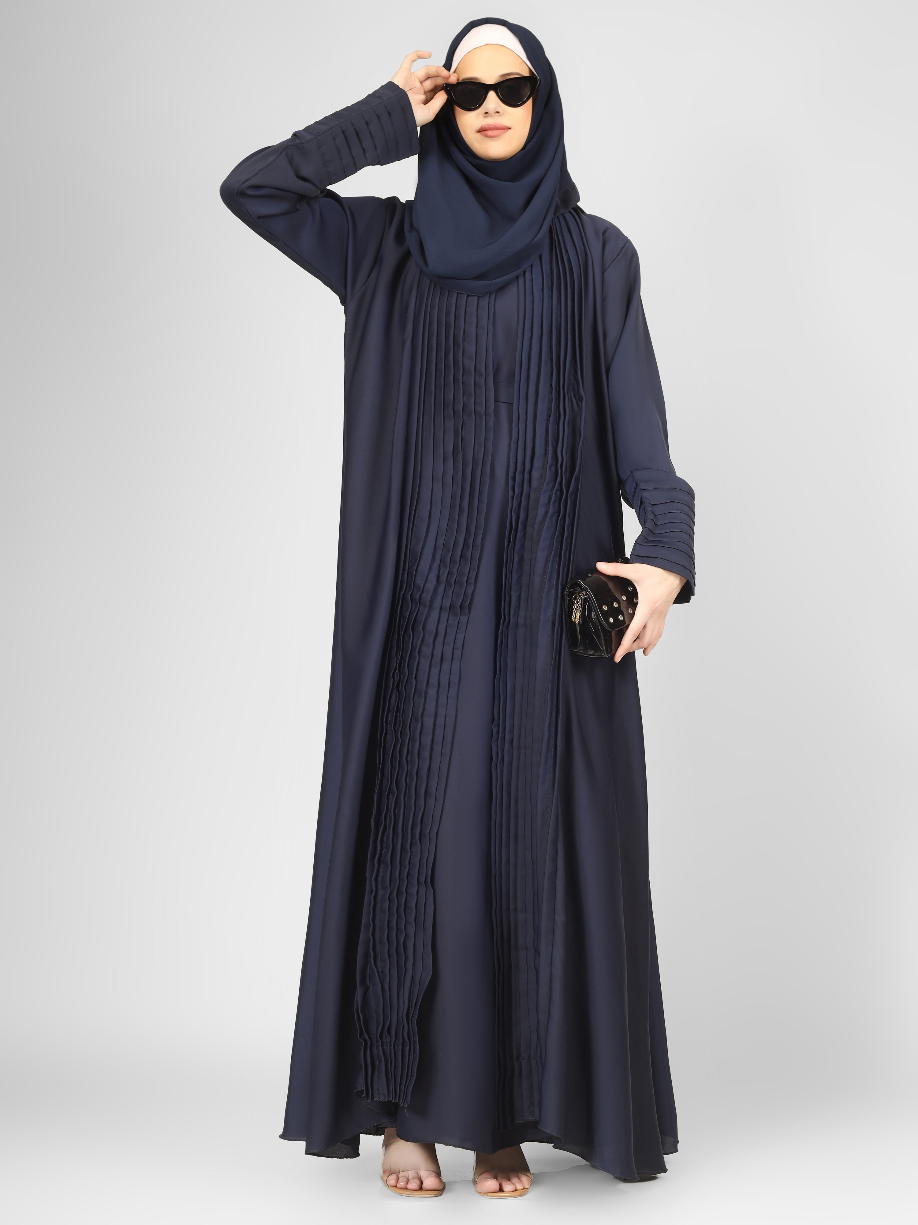 AMEERAH DOUBLE SHRUG ABAYA | BLUE