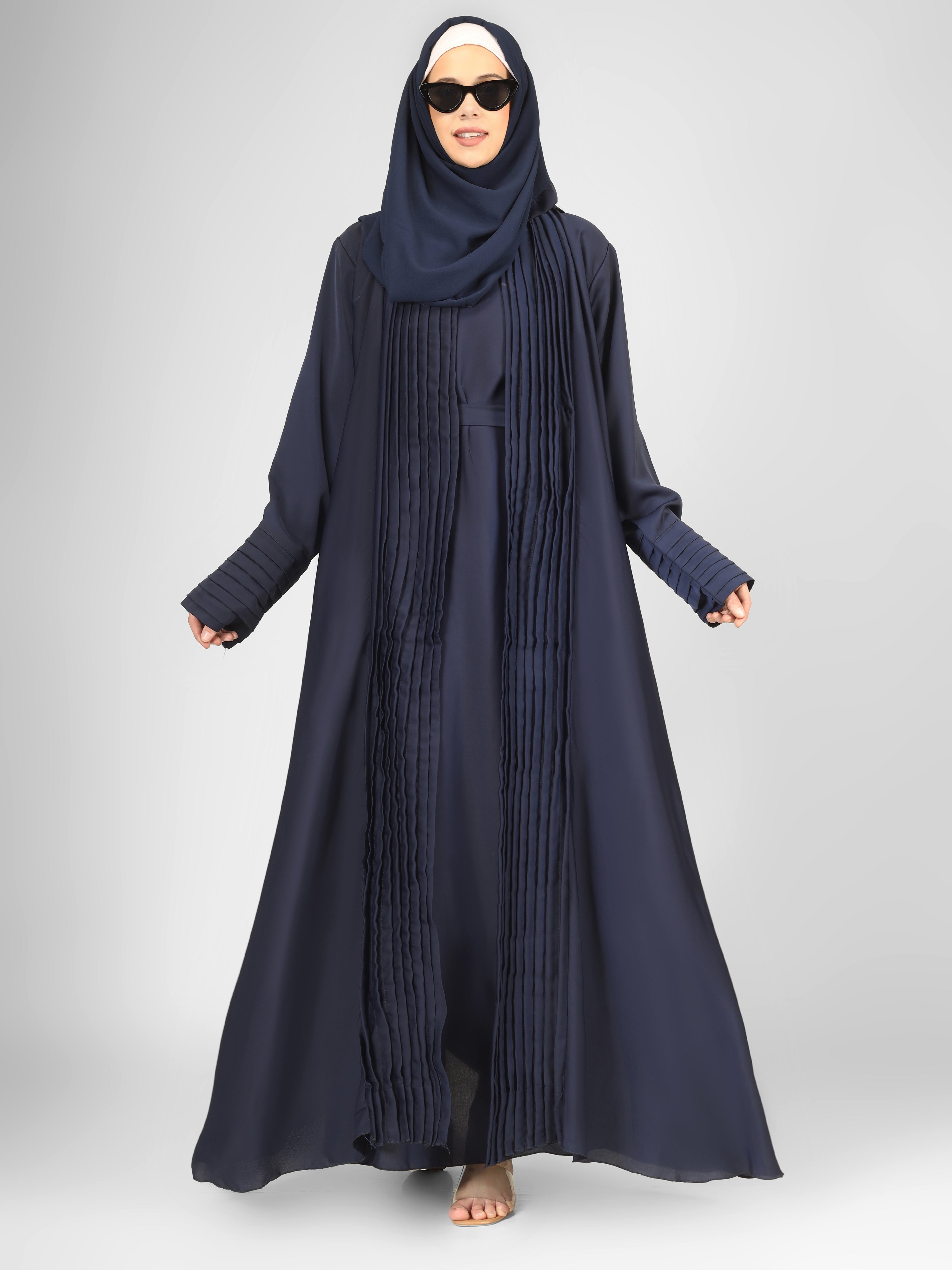 AMEERAH DOUBLE SHRUG ABAYA | BLUE