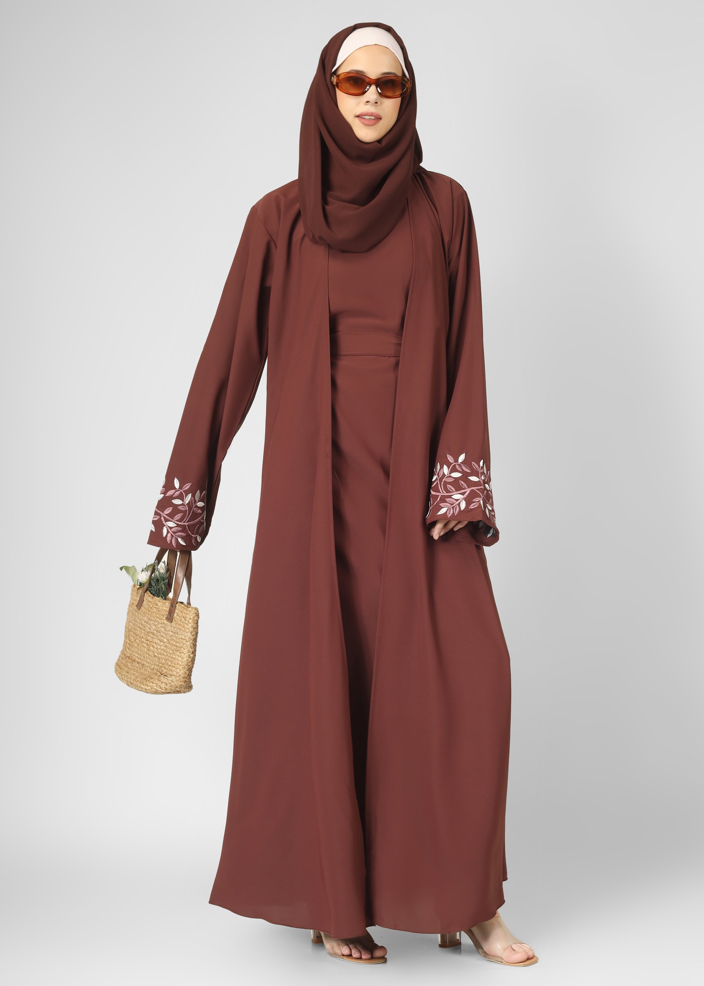 ERAH DOUBLE SHRUG ABAYA | DUSTY PINK