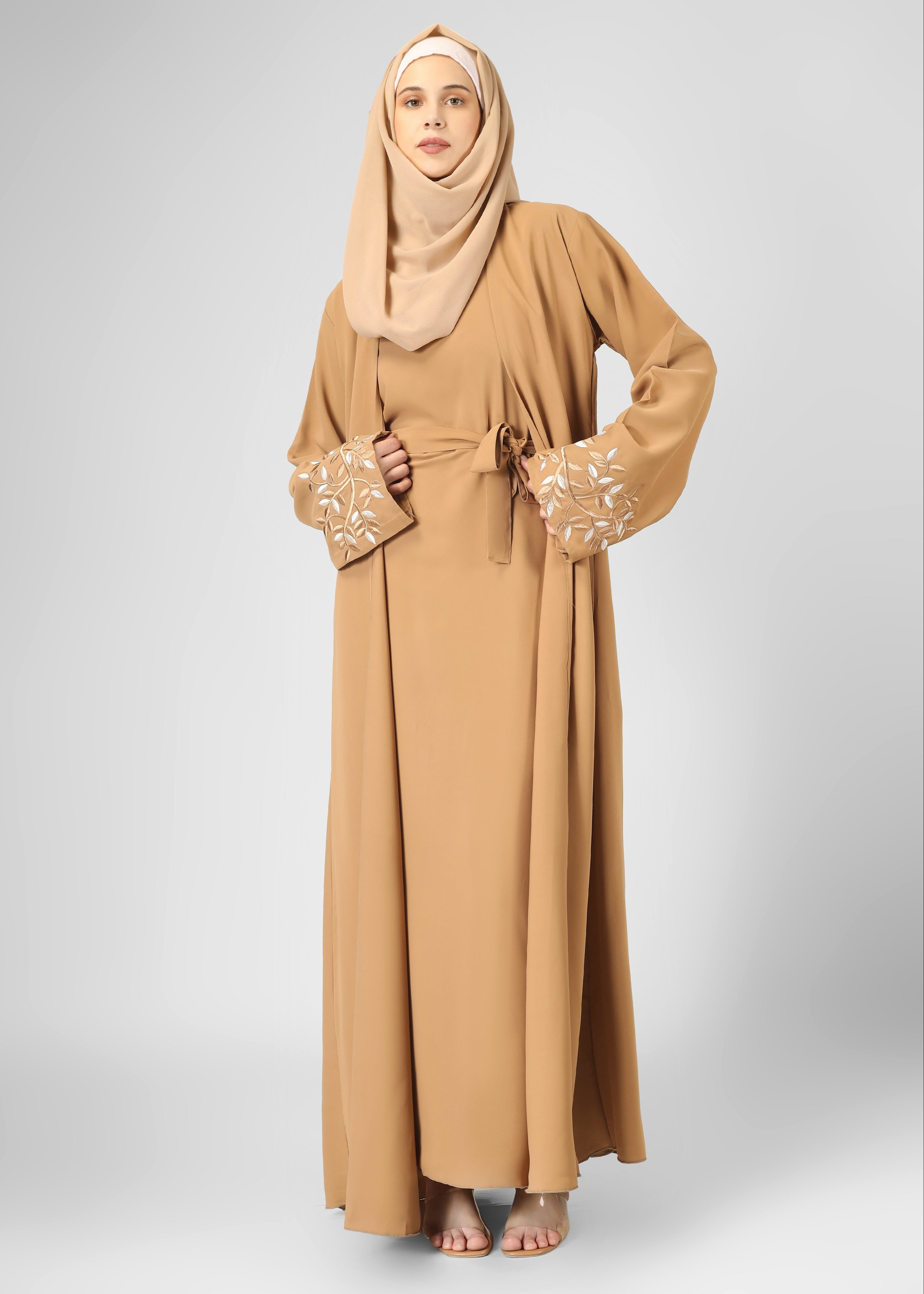 ERAH DOUBLE SHRUG ABAYA | NUDE