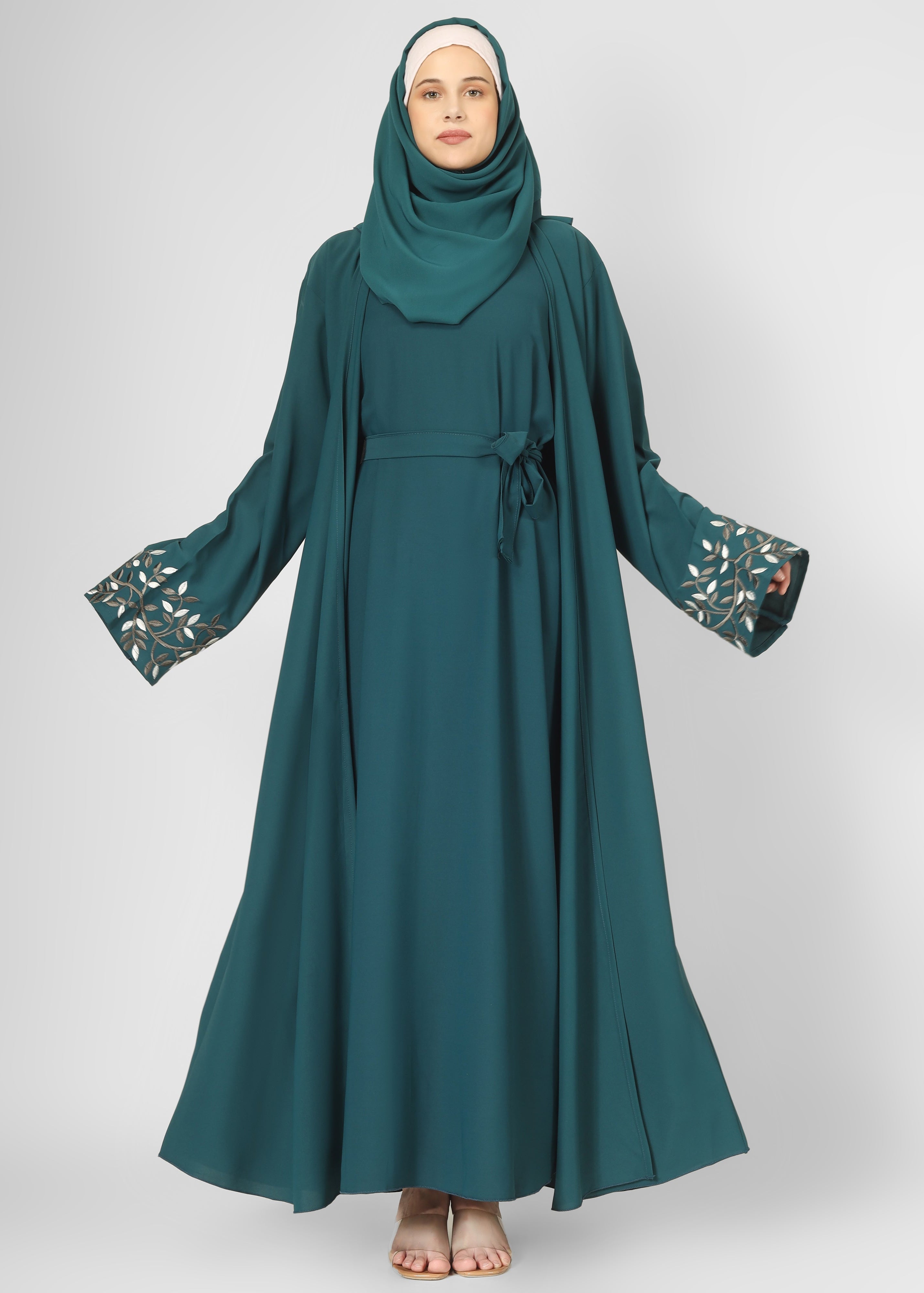 ERAH DOUBLE SHRUG ABAYA | BOTTLE GREEN