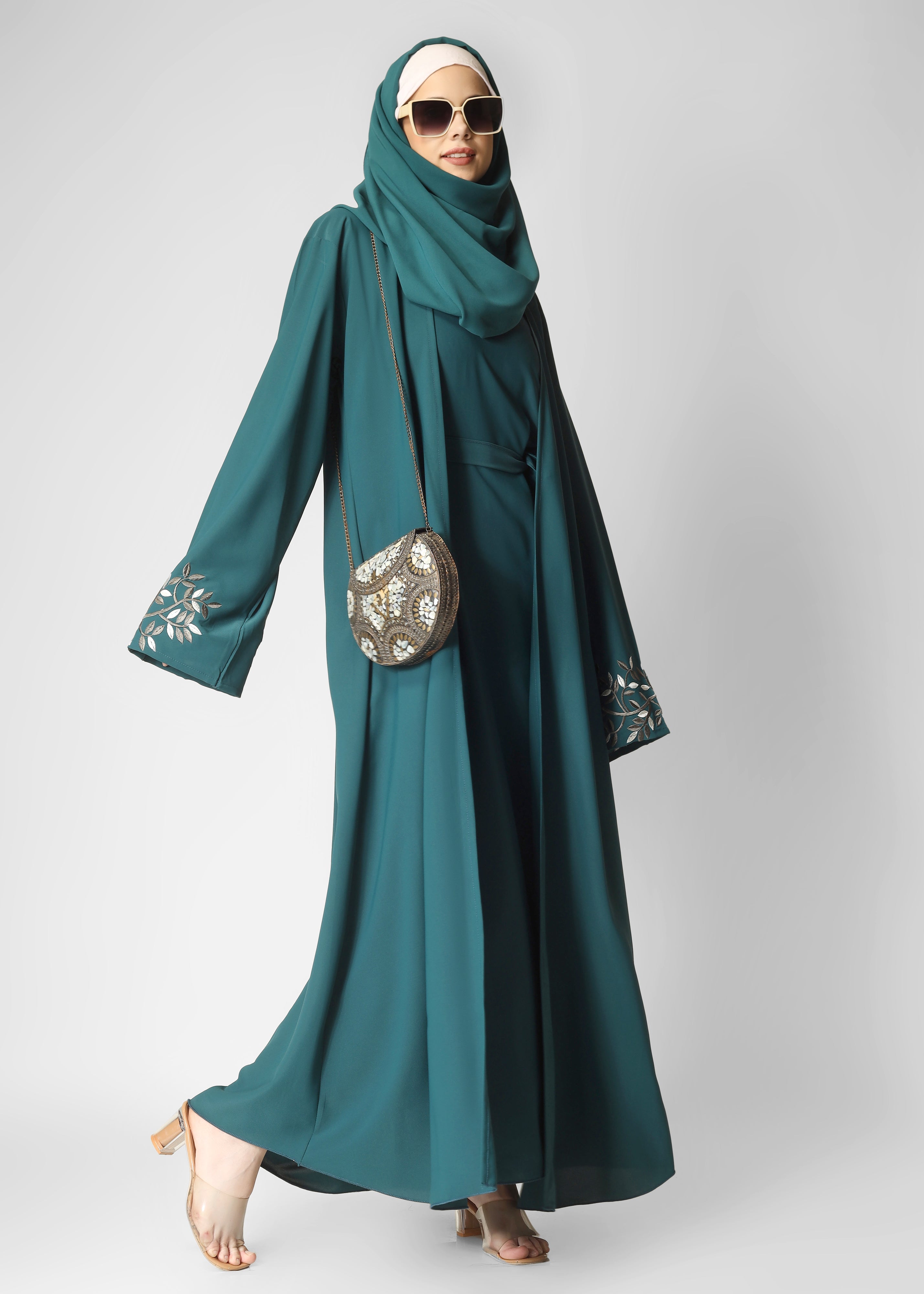 ERAH DOUBLE SHRUG ABAYA | BOTTLE GREEN