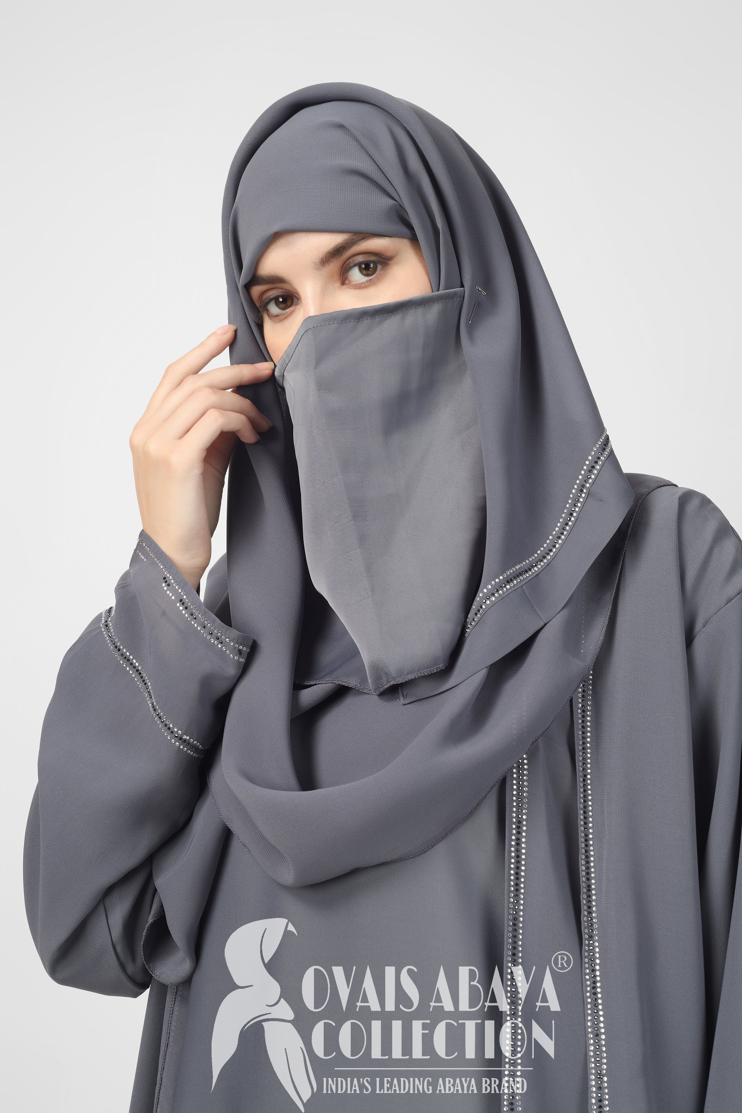 SHEHNAZ DOUBLE SHRUG ABAYA | BRIDLE GRAY