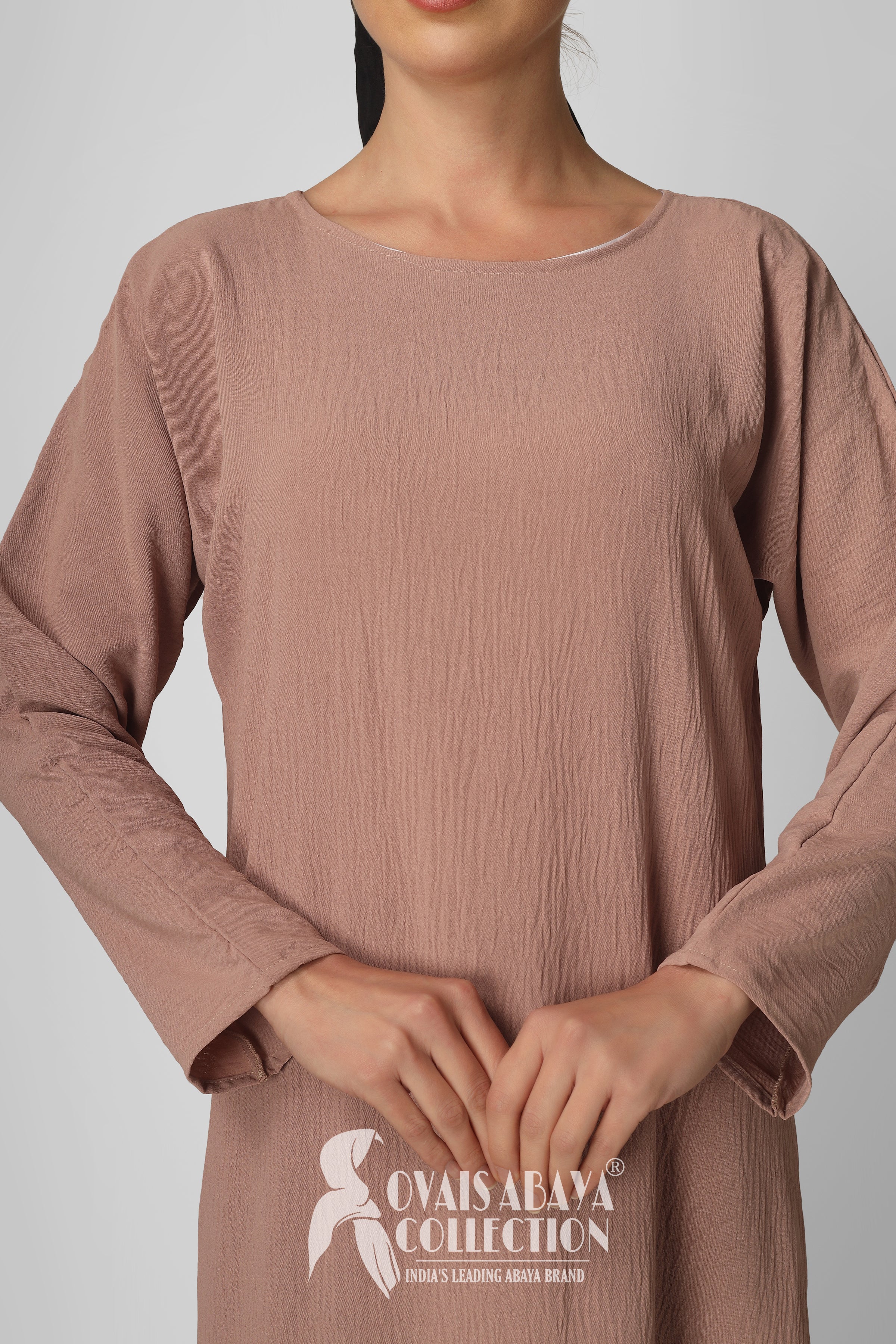 DUBAI CRUSH DOUBLE SHRUG ABAYA | PEACH